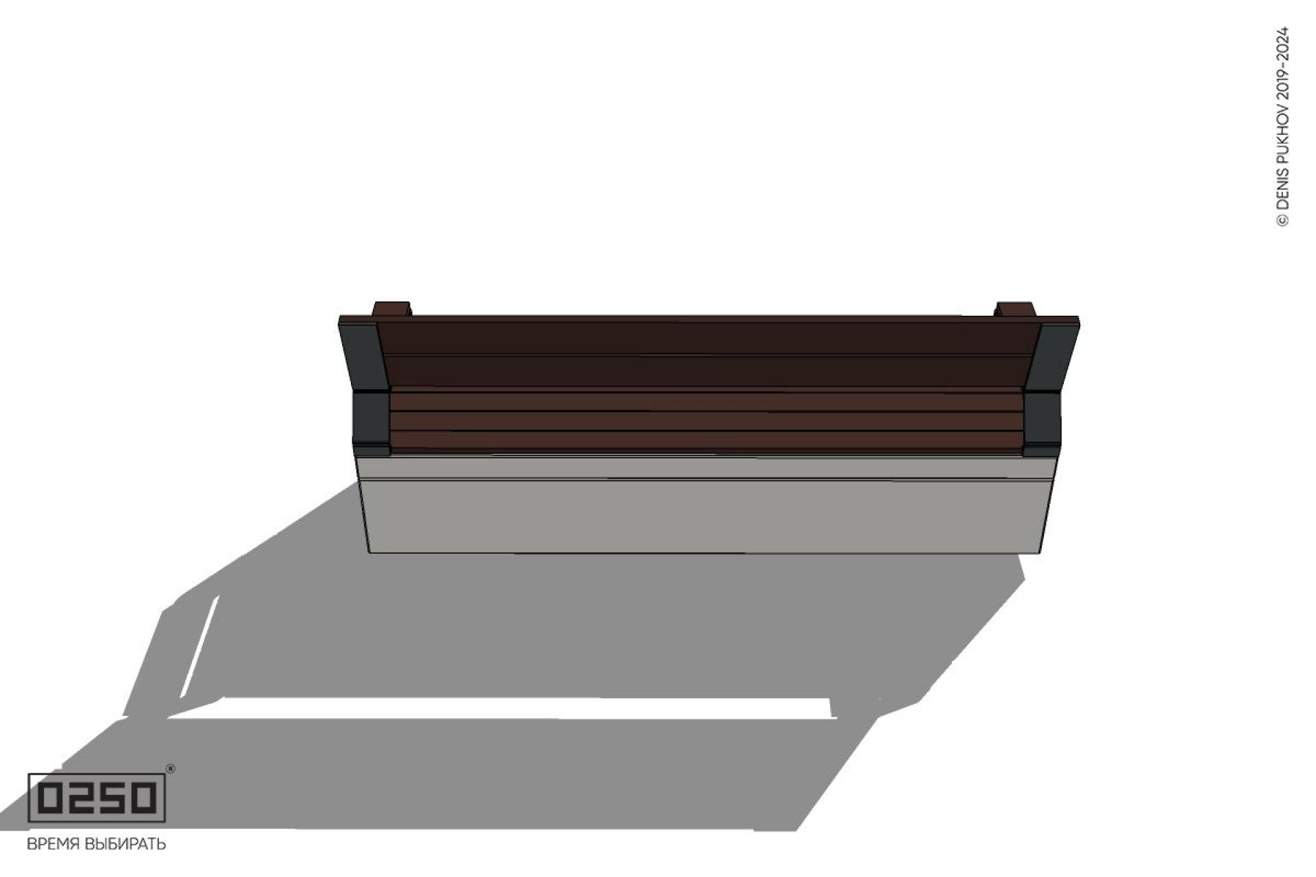 Уличная Скамейка прямая со спинкой и подлокотниками на блоке производство 0250