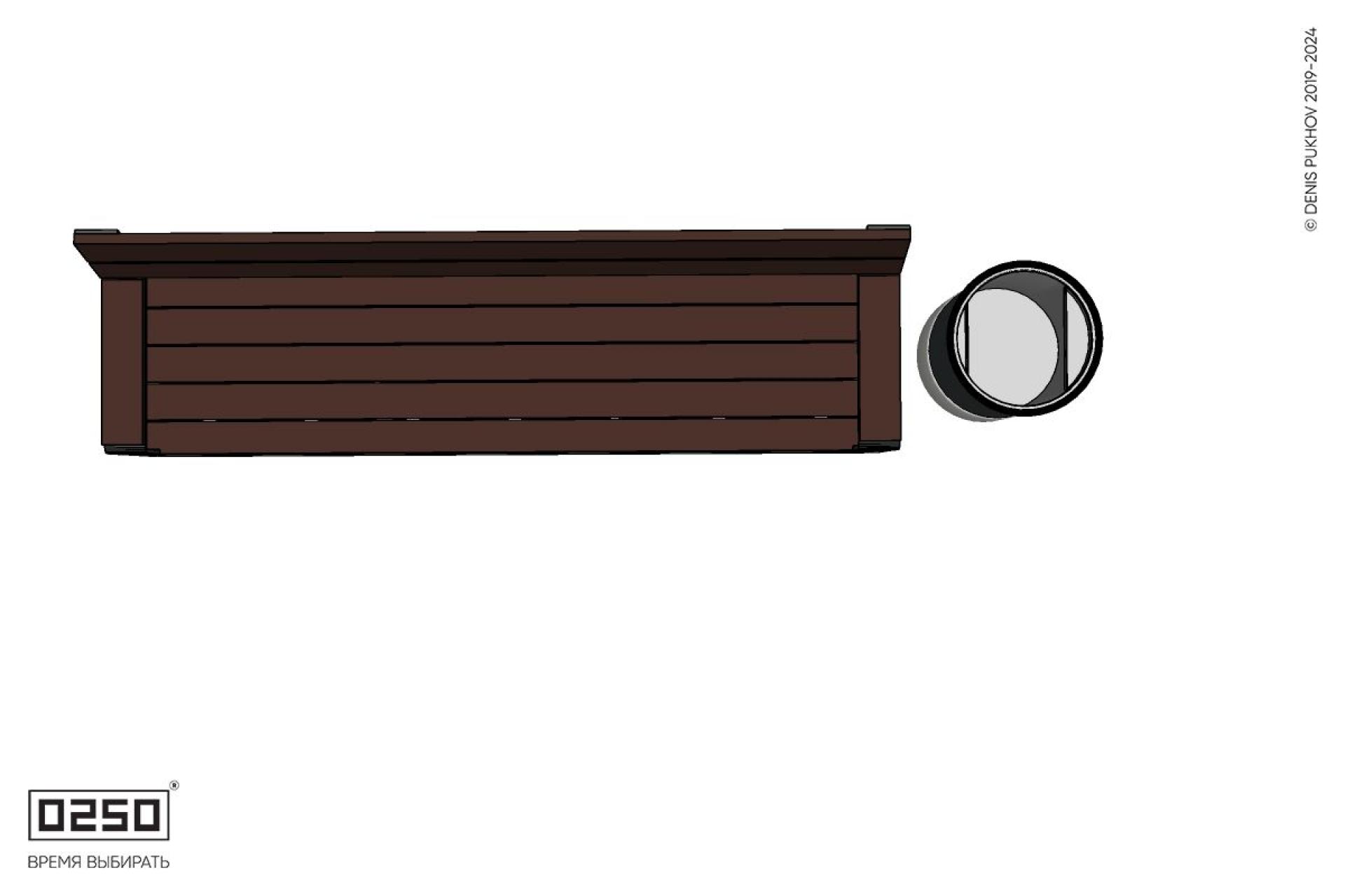 Уличная Скамейка прямая со спинкой и подлокотниками на блоке с урной Урбан 2 производство 0250