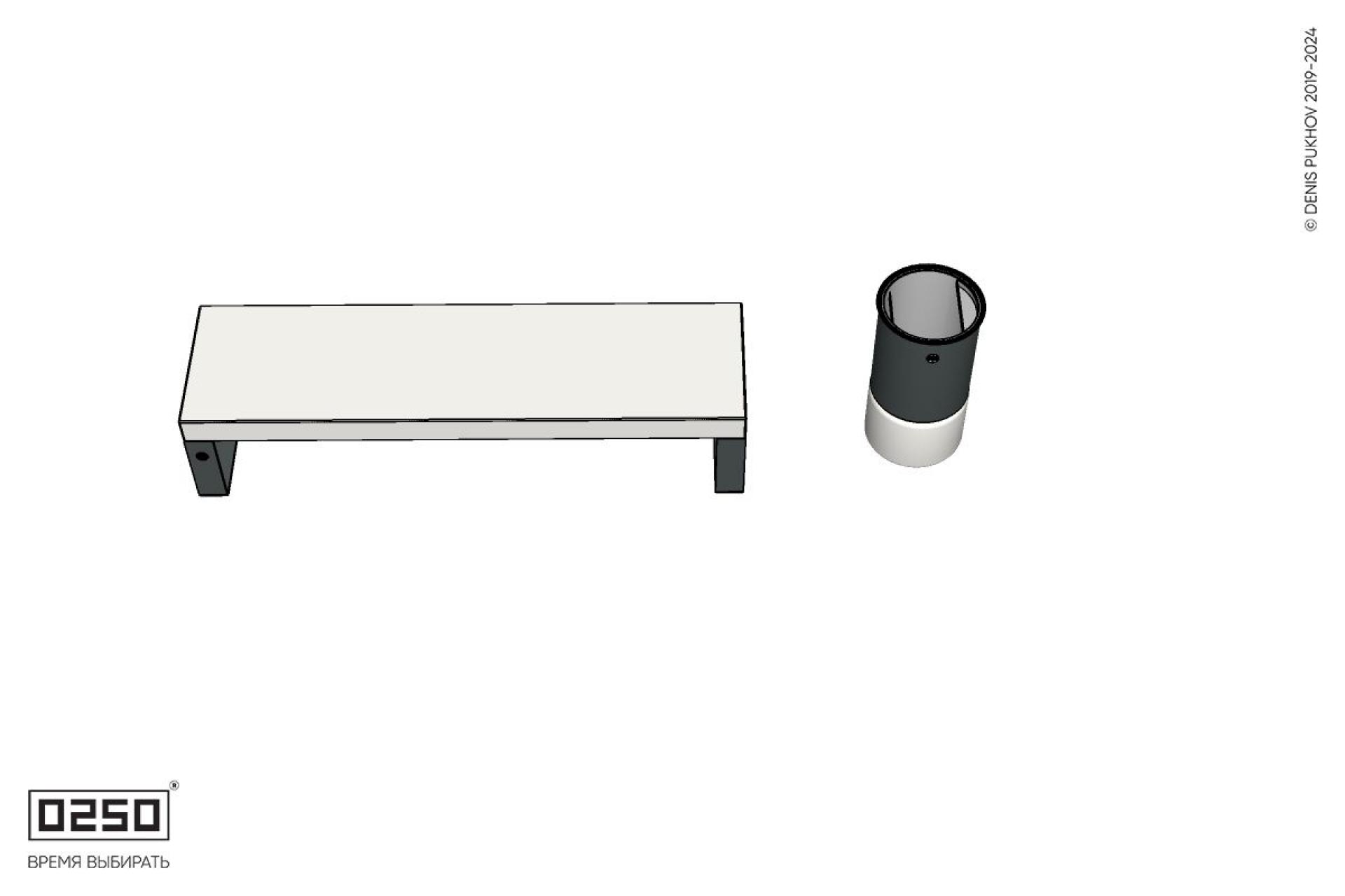 Скамейка прямая бетонная на алюминиевых ножках с урной Урбан 2 Уличная Скамейка прямая бетонная на алюминиевых ножках с урной Урбан 2 производство 0250, modul+