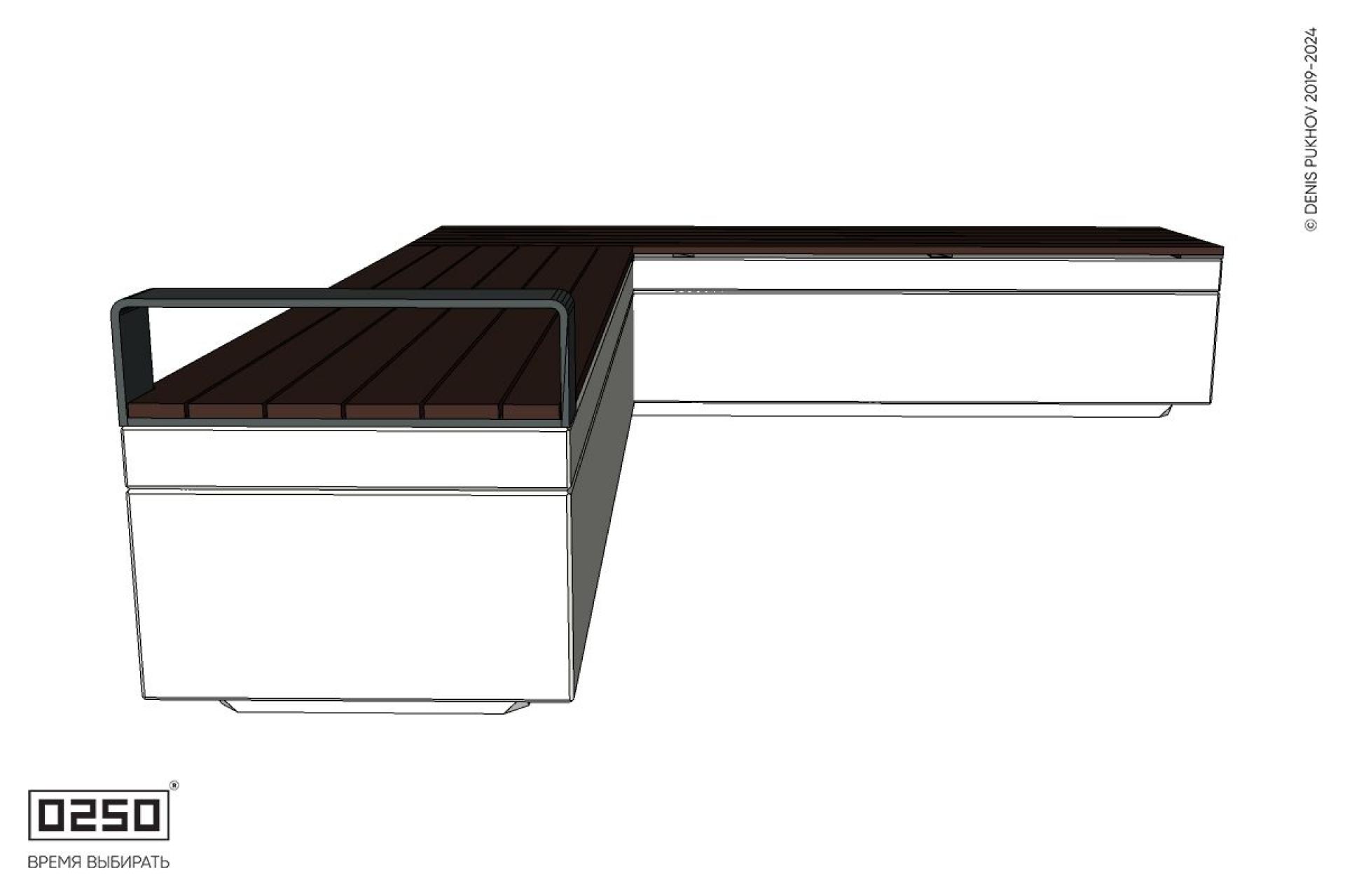 Уличная Прямоугольная с одним подлокотником скамейка на блоке производство 0250 Уличная Прямоугольная с одним подлокотником скамейка на блоке производство 0250