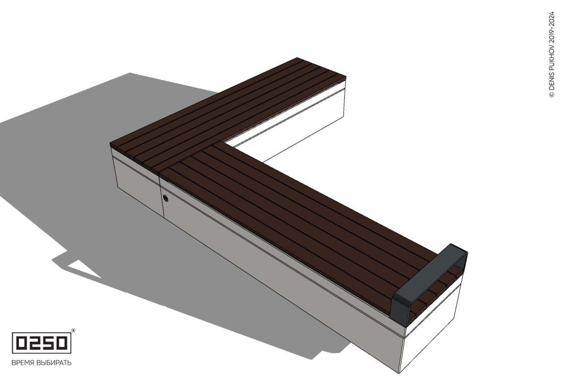 Уличная Прямоугольная с одним подлокотником скамейка на блоке производство 0250 Уличная Прямоугольная с одним подлокотником скамейка на блоке производство 0250
