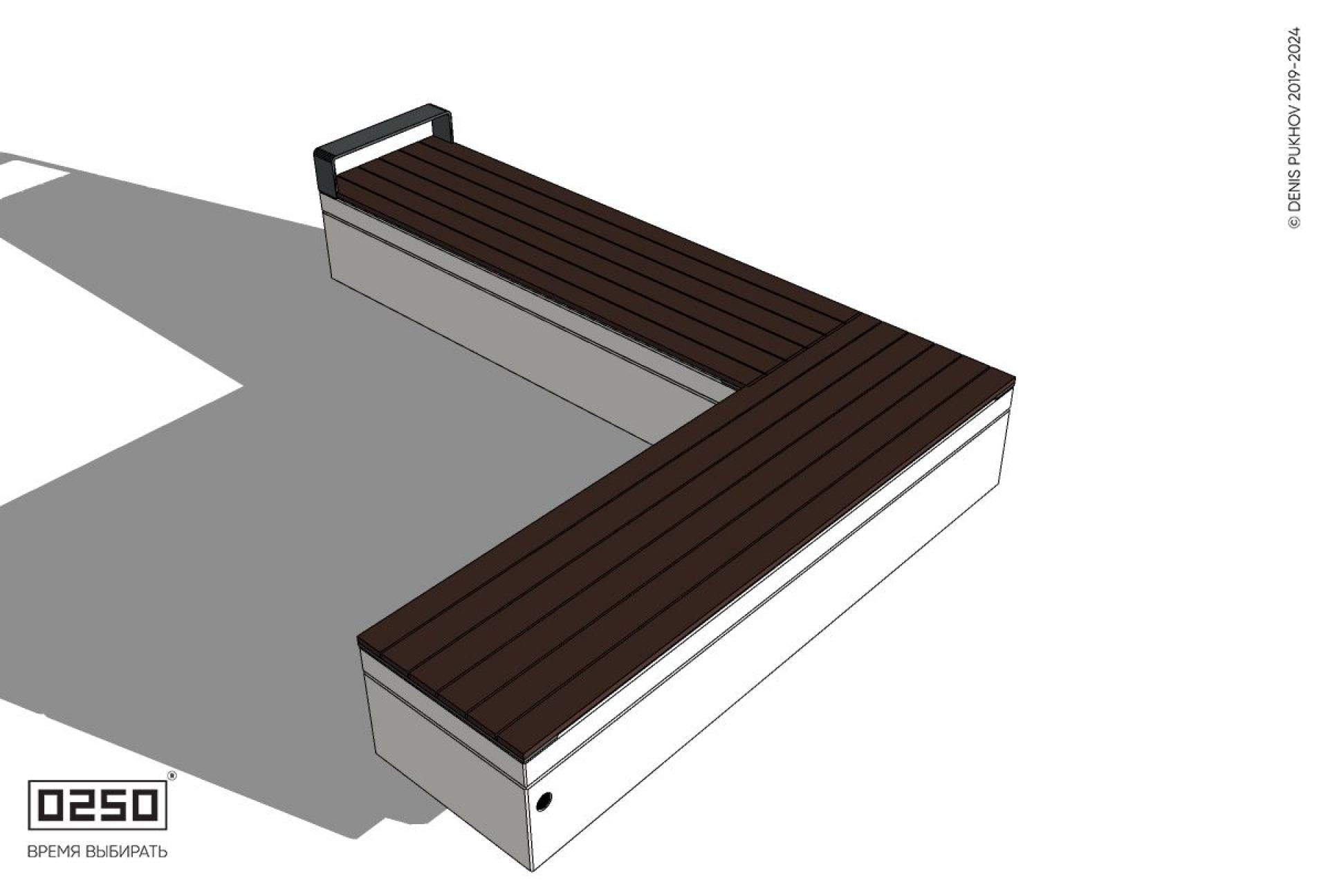 Уличная Прямоугольная с одним подлокотником скамейка на блоке производство 0250 Уличная Прямоугольная с одним подлокотником скамейка на блоке производство 0250