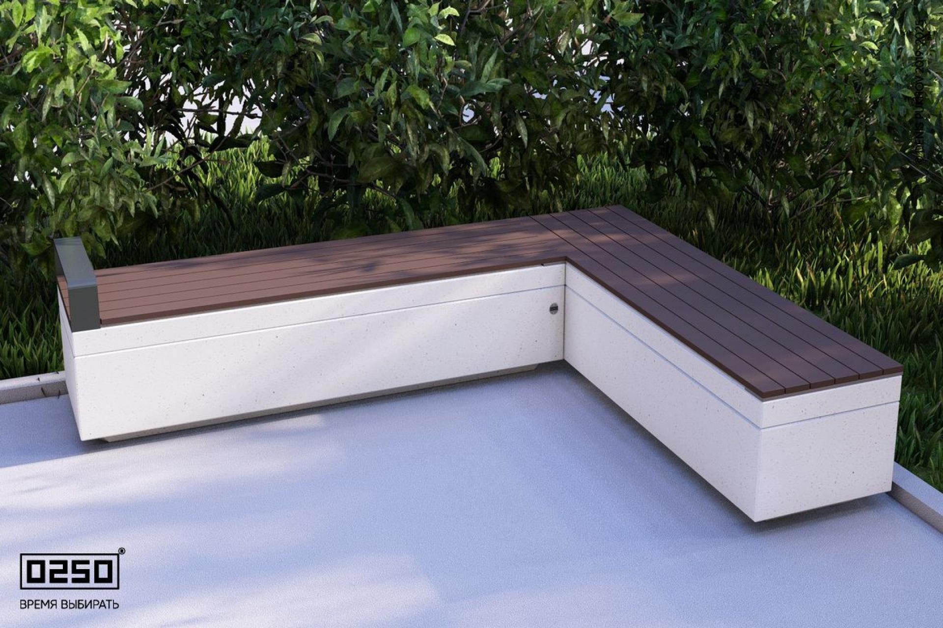 Прямоугольная с одним подлокотником скамейка на блоке Уличная Прямоугольная с одним подлокотником скамейка на блоке производство 0250, module