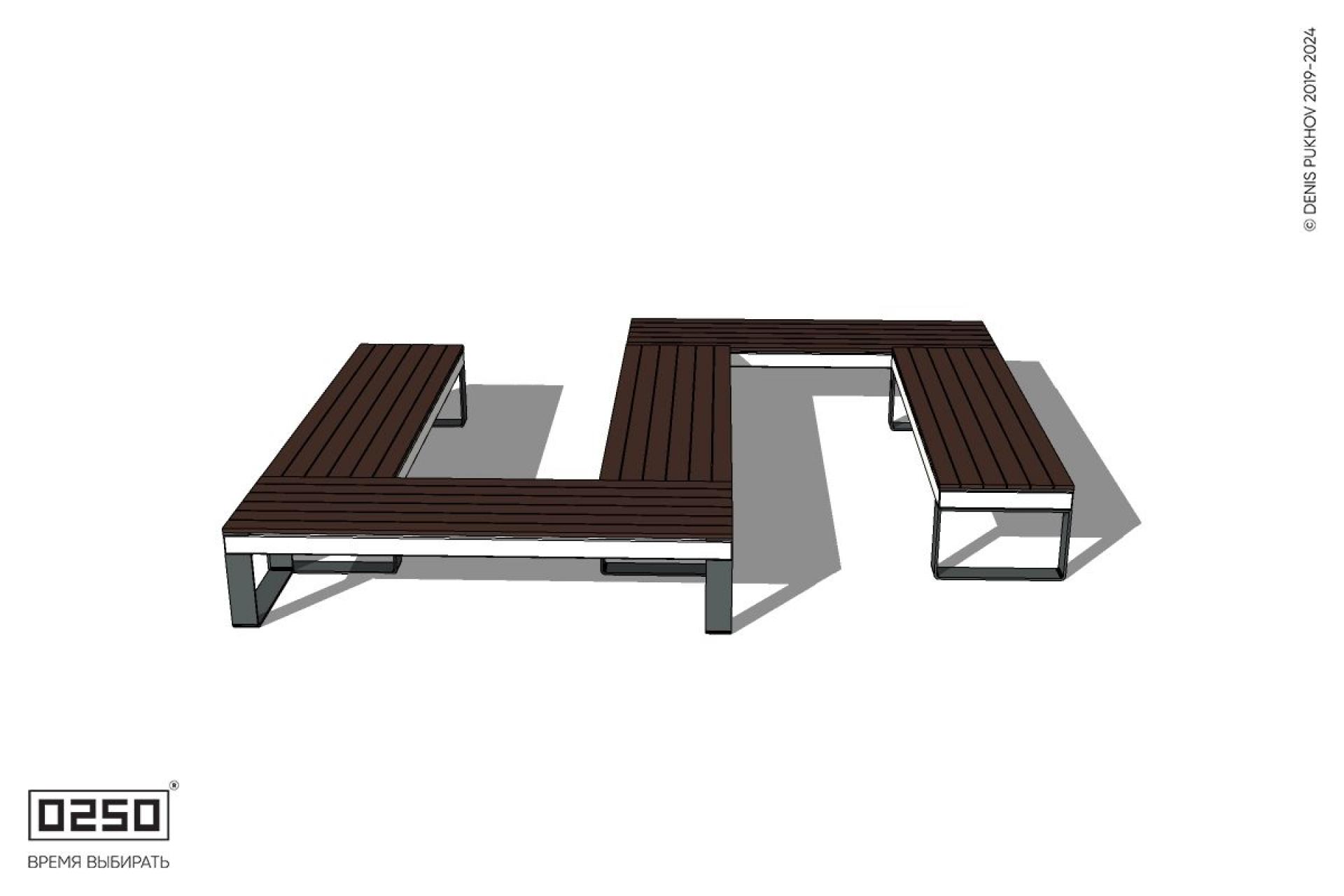 Уличная S-образная прямоугольная широкая скамейка на ножках производство 0250