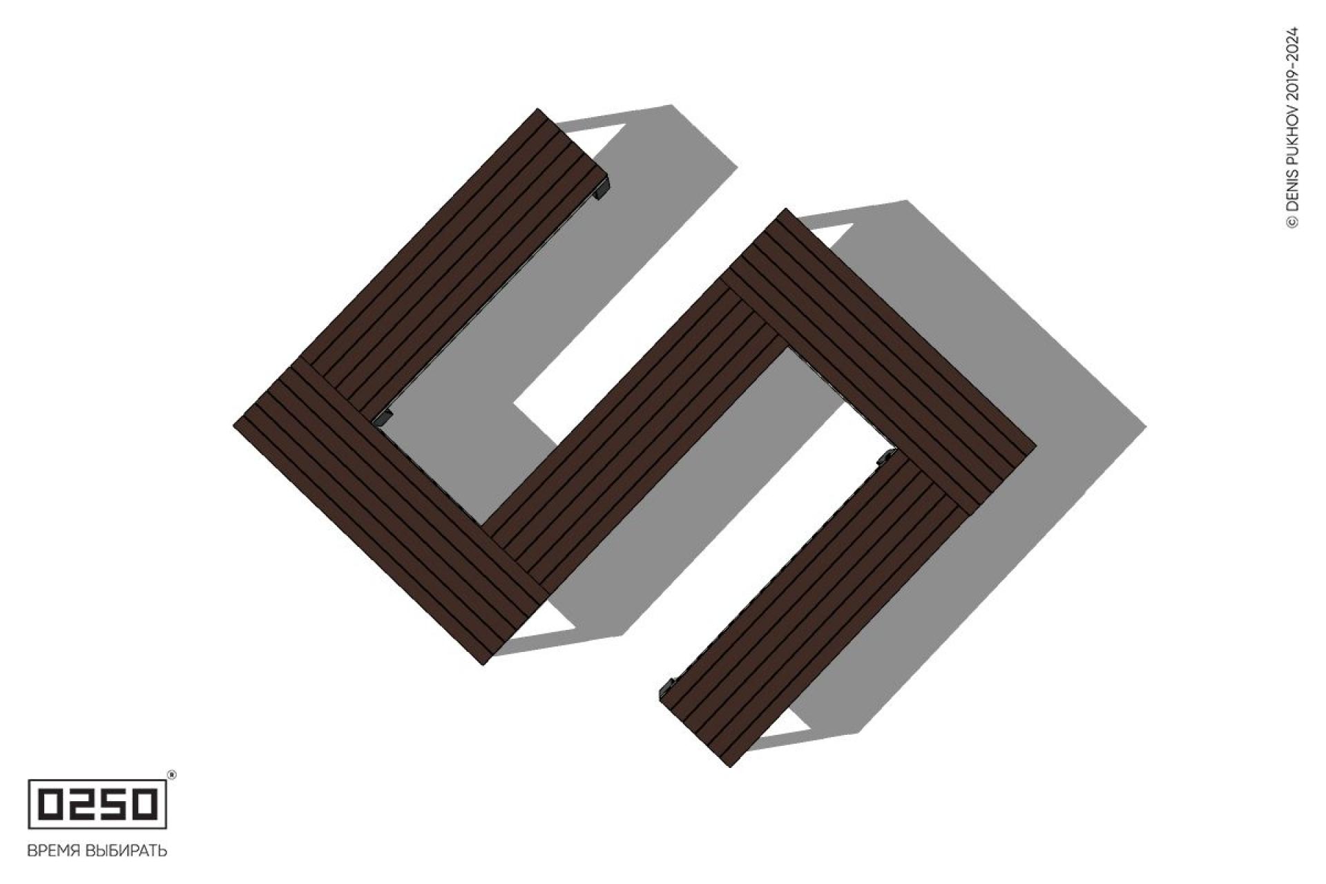 Уличная S-образная прямоугольная широкая скамейка на ножках производство 0250