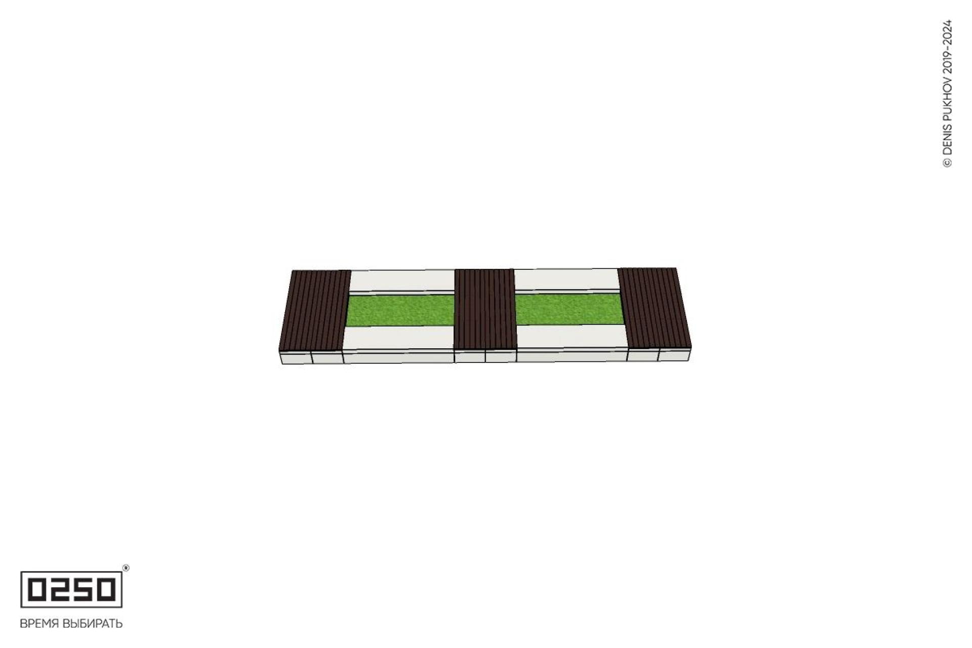 Уличная Четырехугольная двухпролетная ячеистая скамейка цветник с двухрядной шириной и комбинированным настилом производство 0250