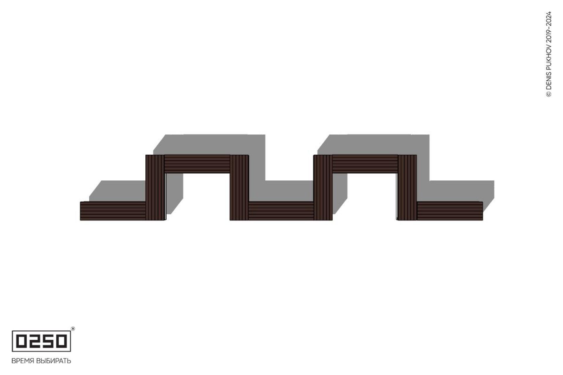 M-образная прямоугольная скамейка на блоке Уличная M-образная прямоугольная скамейка на блоке производство 0250, module