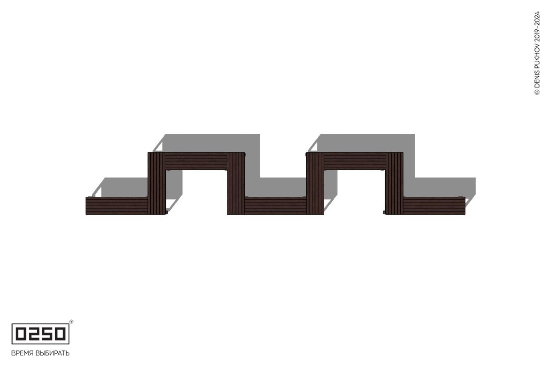 Уличная M-образная прямоугольная скамейка на ножках производство 0250, module