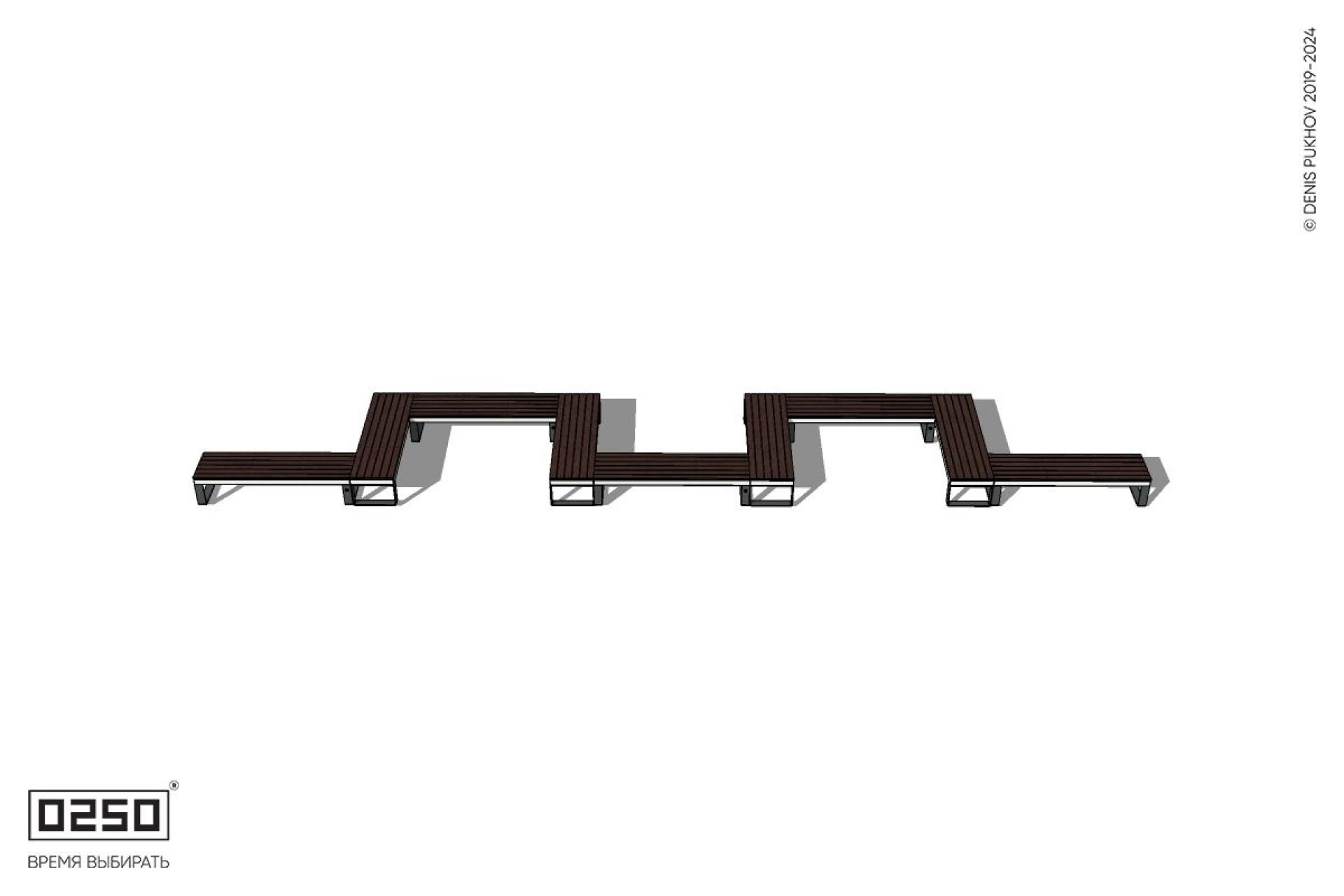 Уличная M-образная прямоугольная скамейка на ножках производство 0250