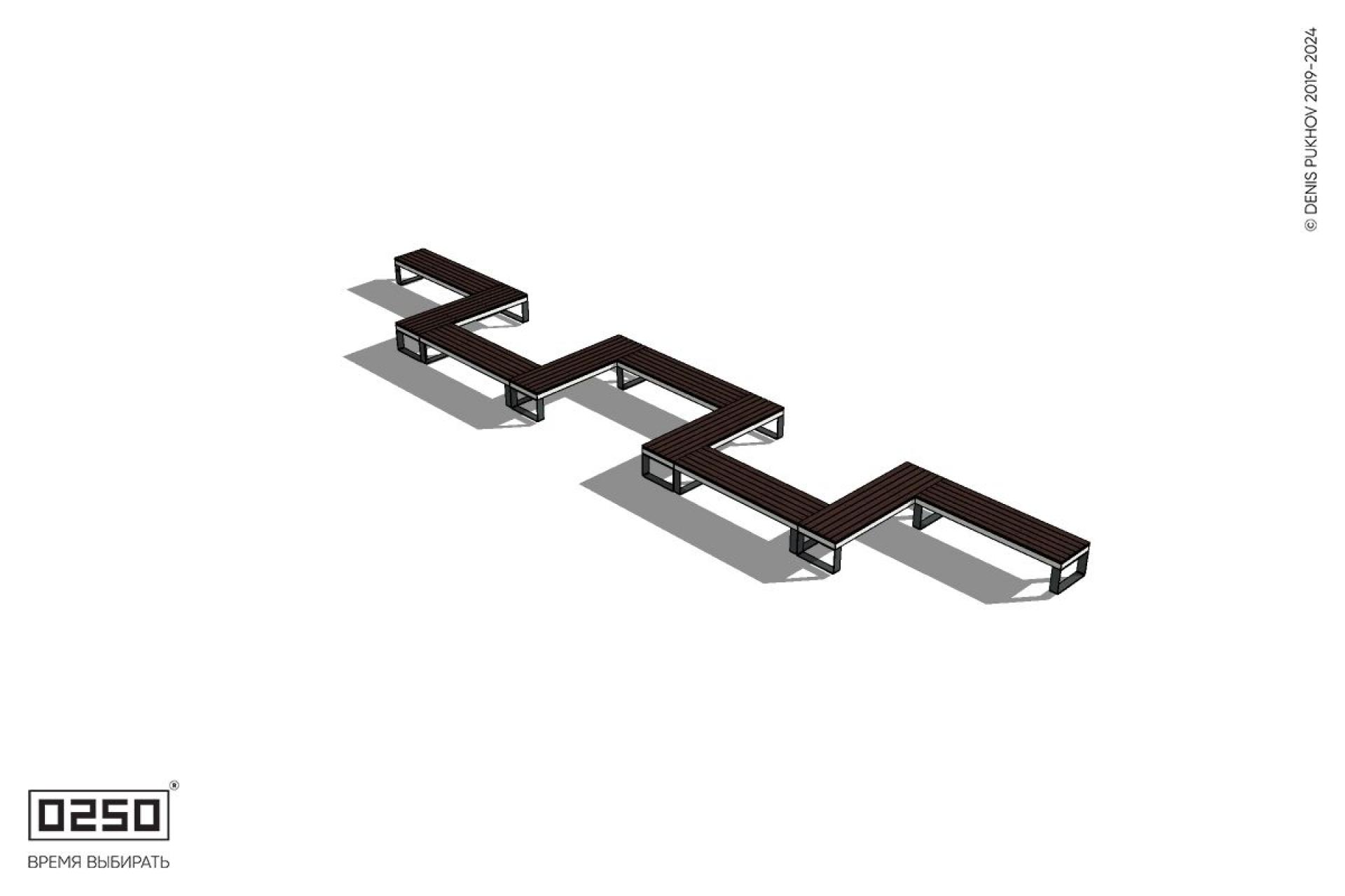 Уличная M-образная прямоугольная скамейка на ножках производство 0250