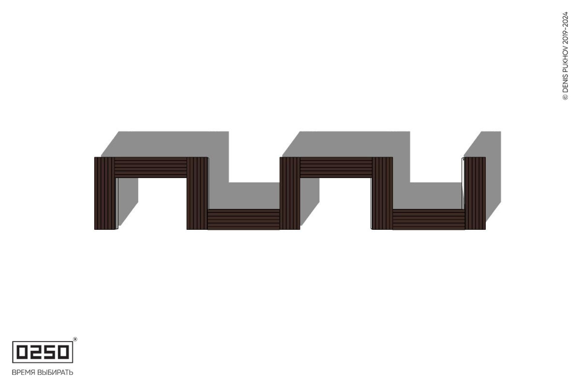 Уличная S-образная прямоугольная двойная скамейка на блоке производство 0250, module