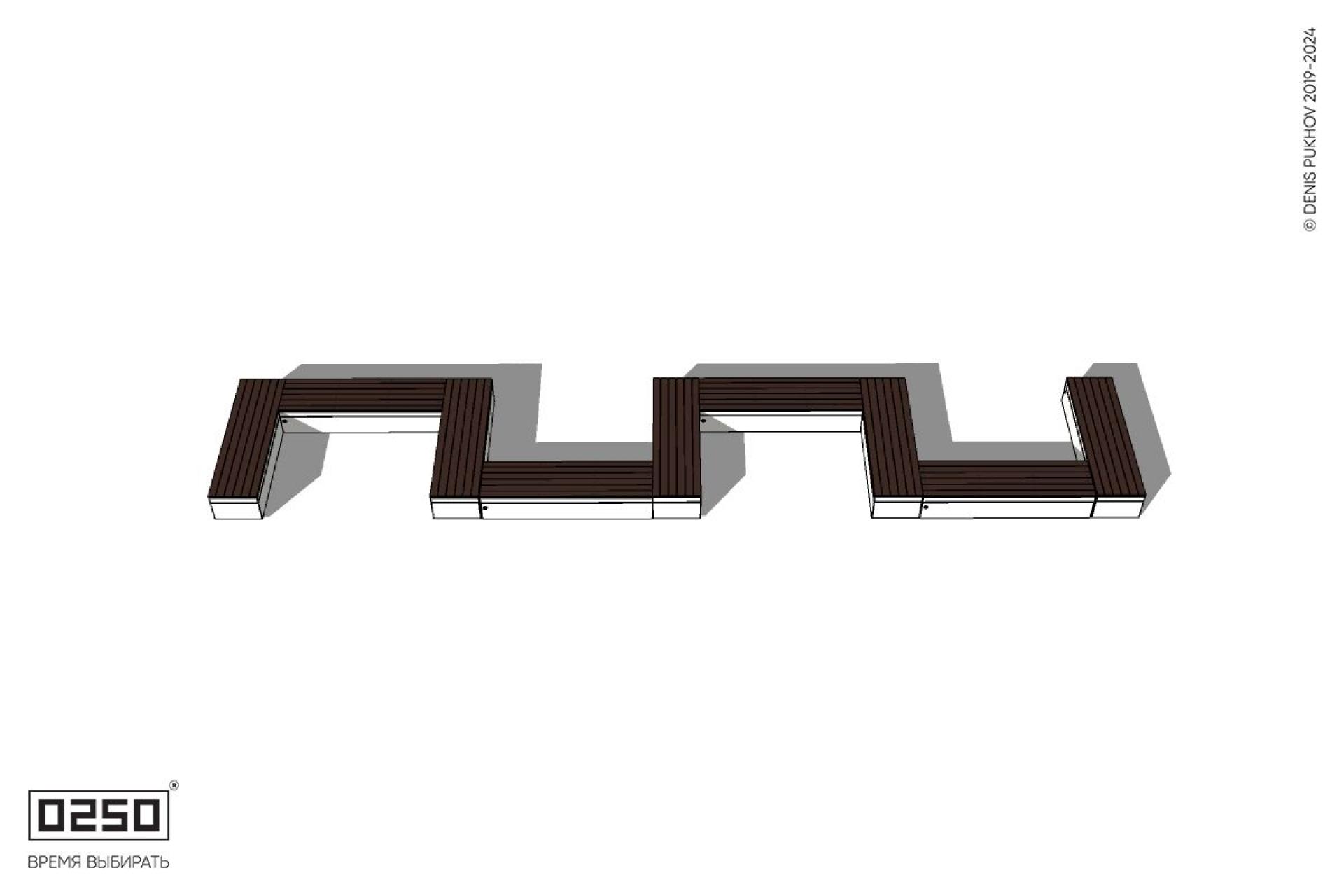 Уличная S-образная прямоугольная двойная скамейка на блоке производство 0250