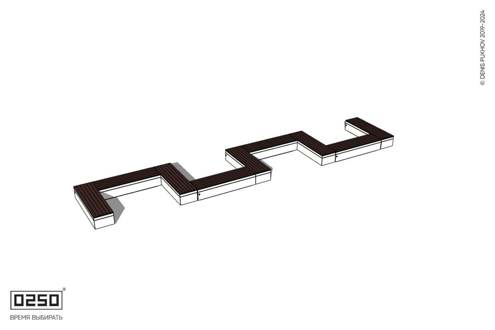 Уличная S-образная прямоугольная двойная скамейка на блоке производство 0250