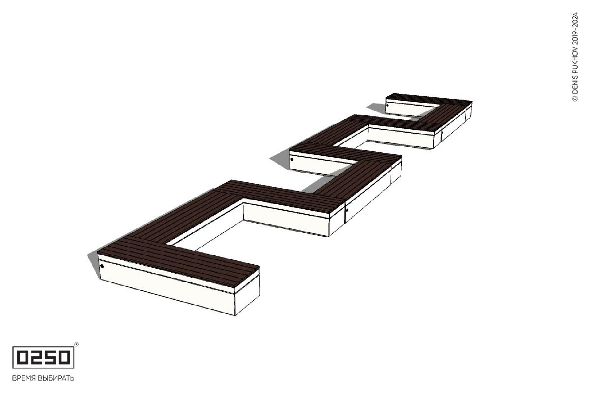 Уличная S-образная прямоугольная двойная скамейка на блоке производство 0250