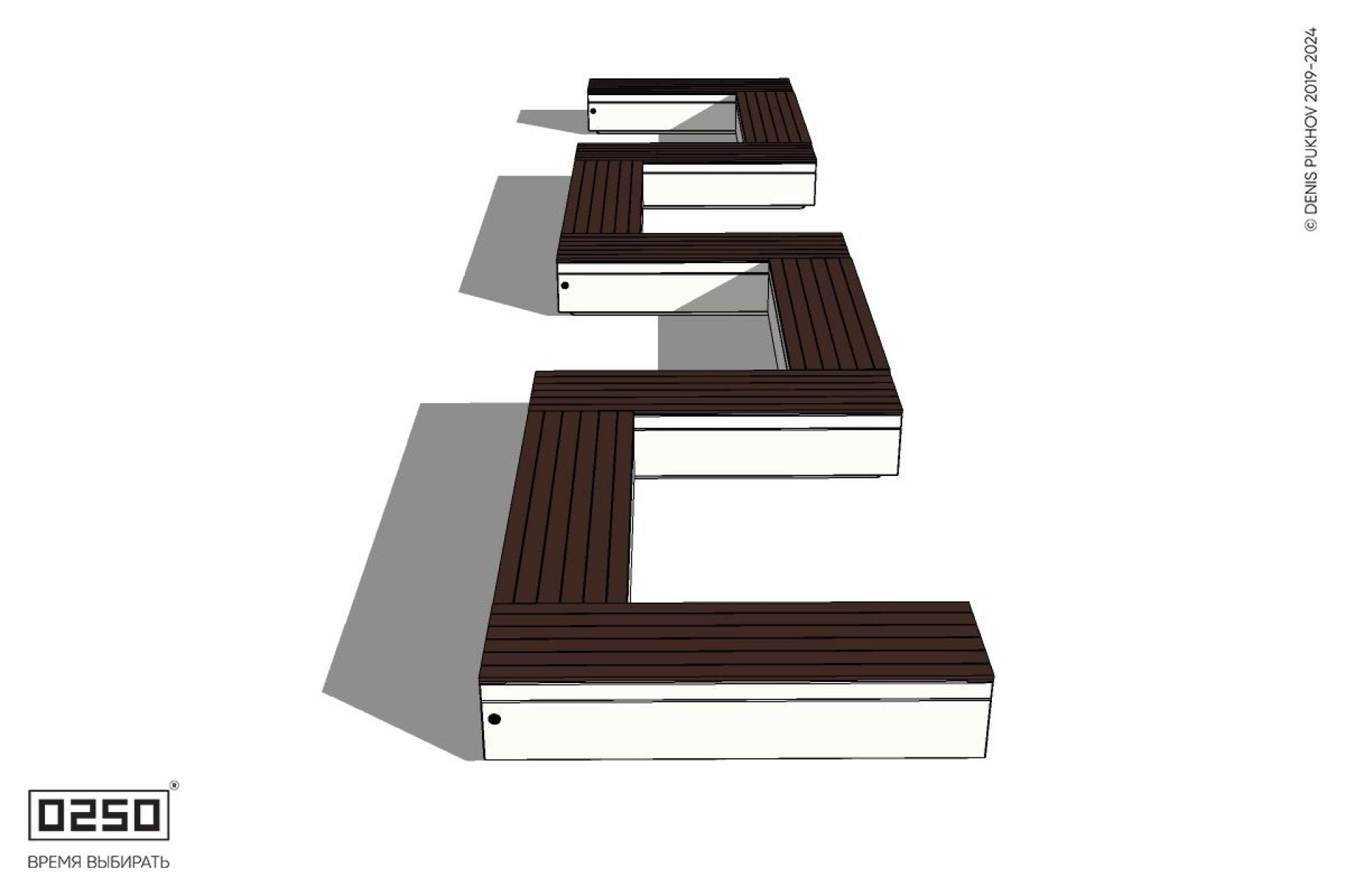 Уличная S-образная прямоугольная двойная скамейка на блоке производство 0250