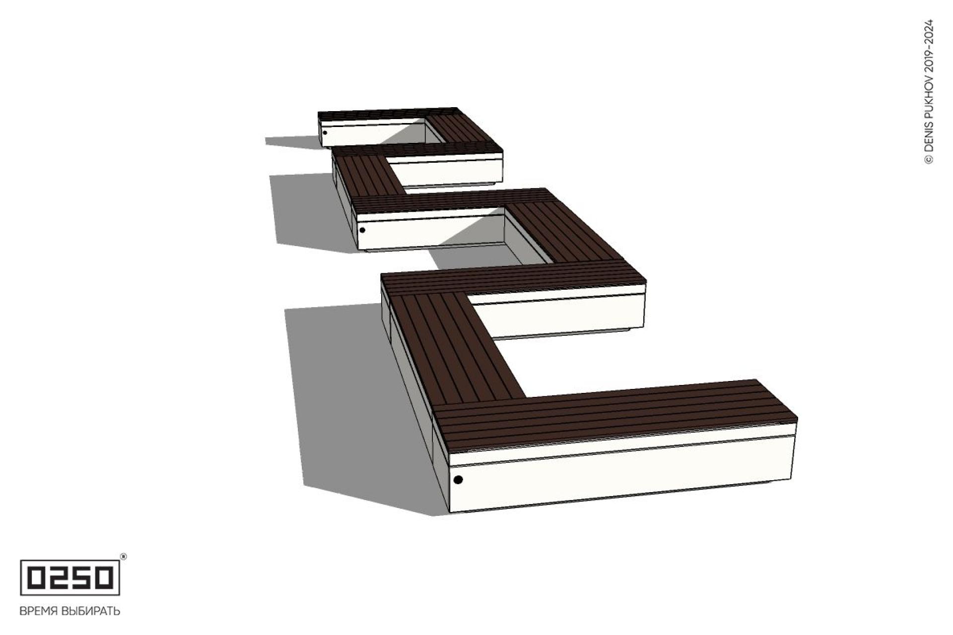 Уличная S-образная прямоугольная двойная скамейка на блоке производство 0250