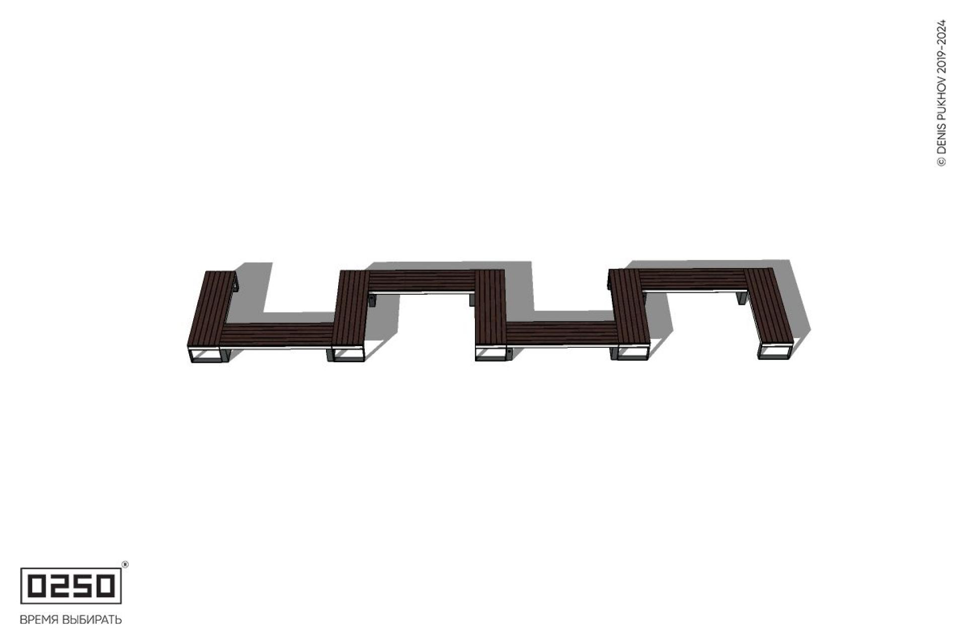 Уличная S-образная прямоугольная двойная скамейка на ножках производство 0250