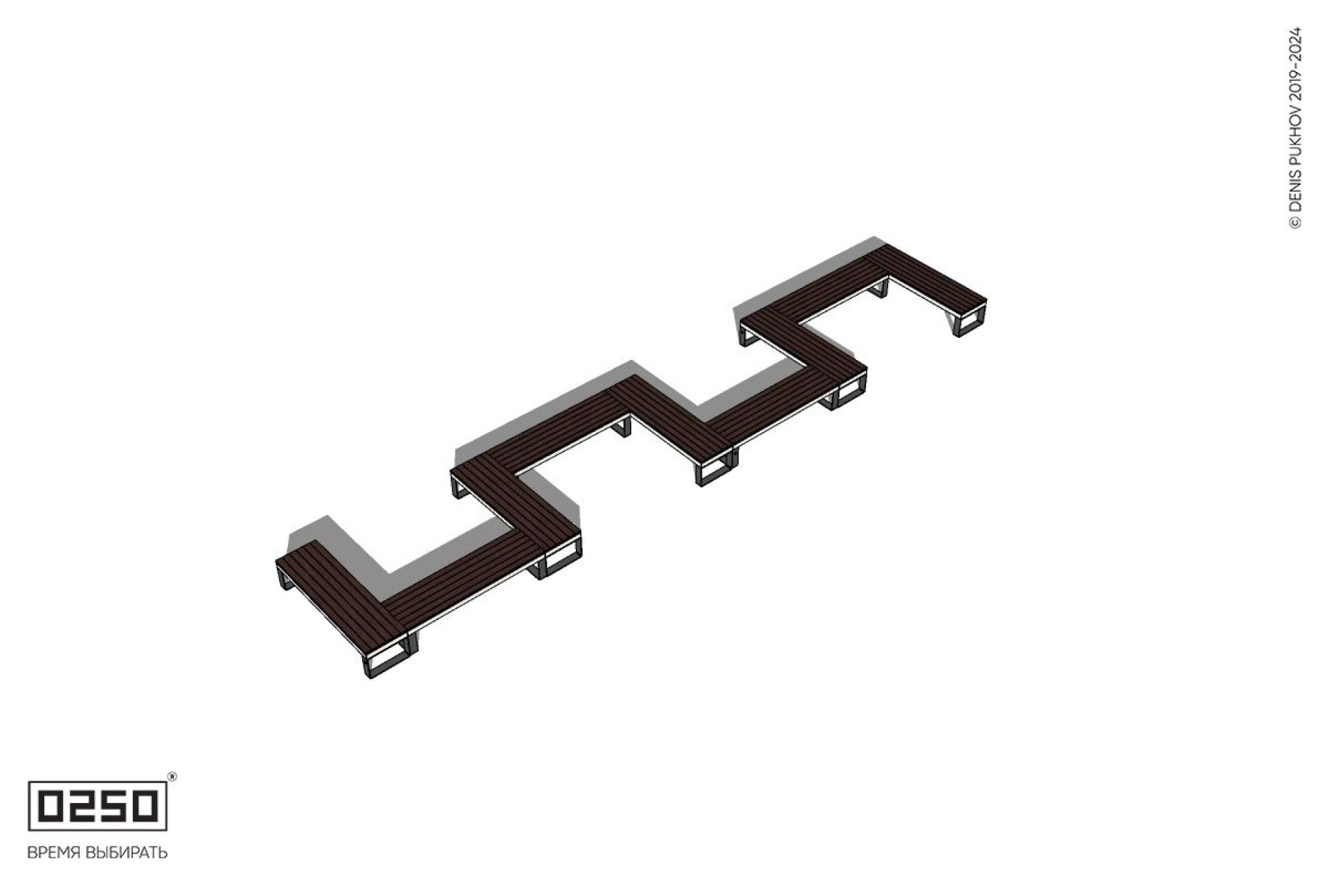 Уличная S-образная прямоугольная двойная скамейка на ножках производство 0250