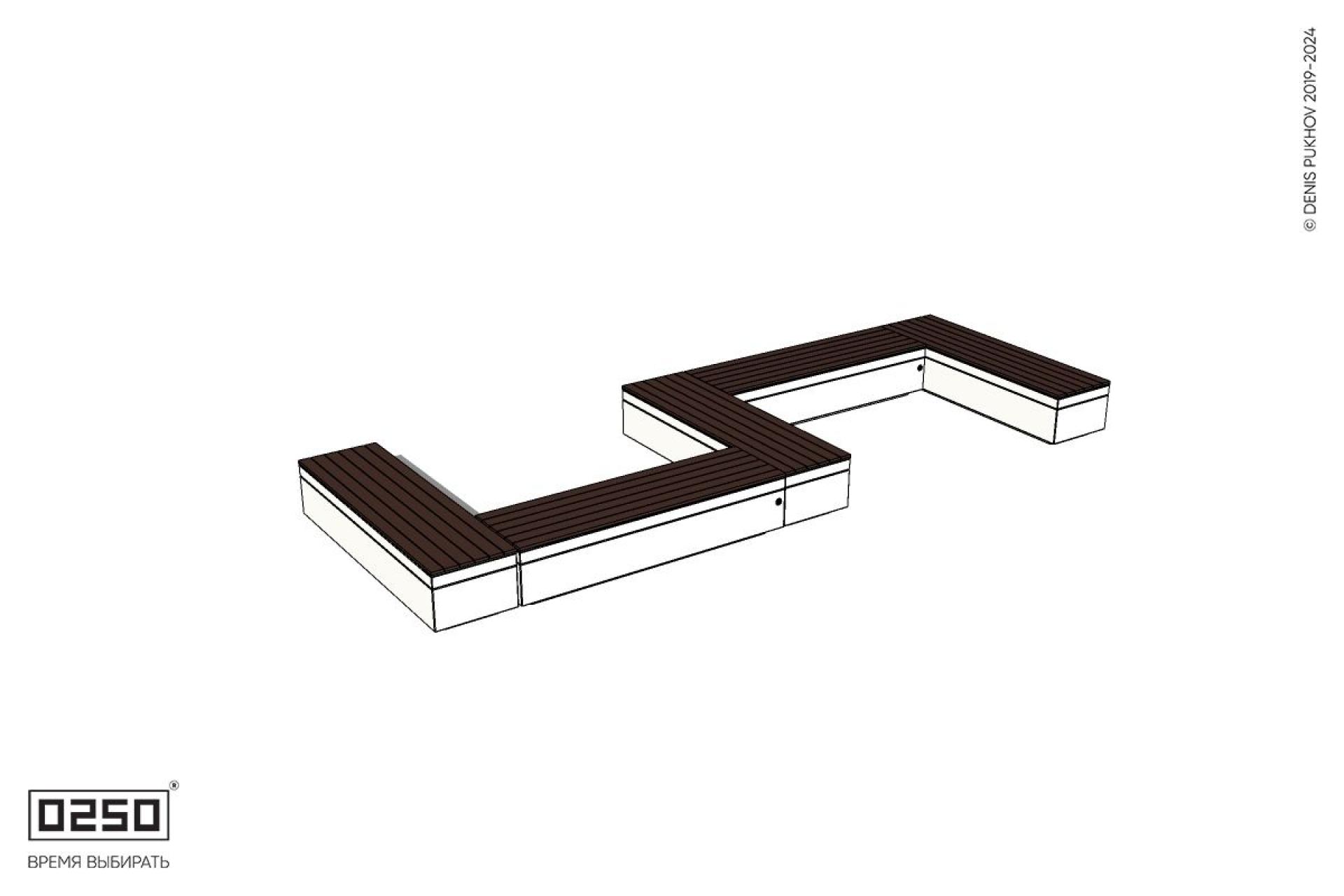 Уличная S-образная прямоугольная скамейка на блоке производство 0250 Уличная S-образная прямоугольная скамейка на блоке производство 0250