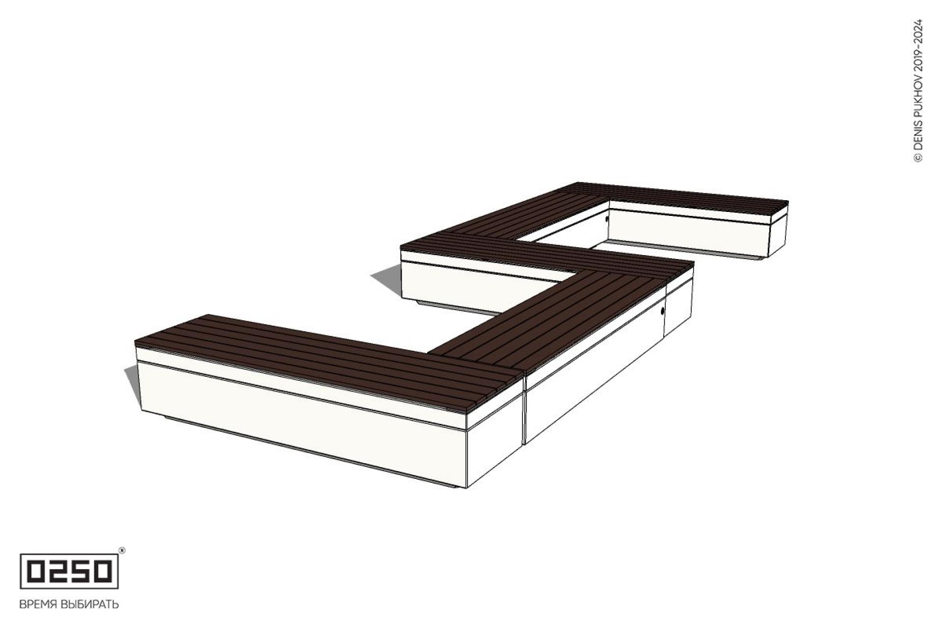 Уличная S-образная прямоугольная скамейка на блоке производство 0250 Уличная S-образная прямоугольная скамейка на блоке производство 0250
