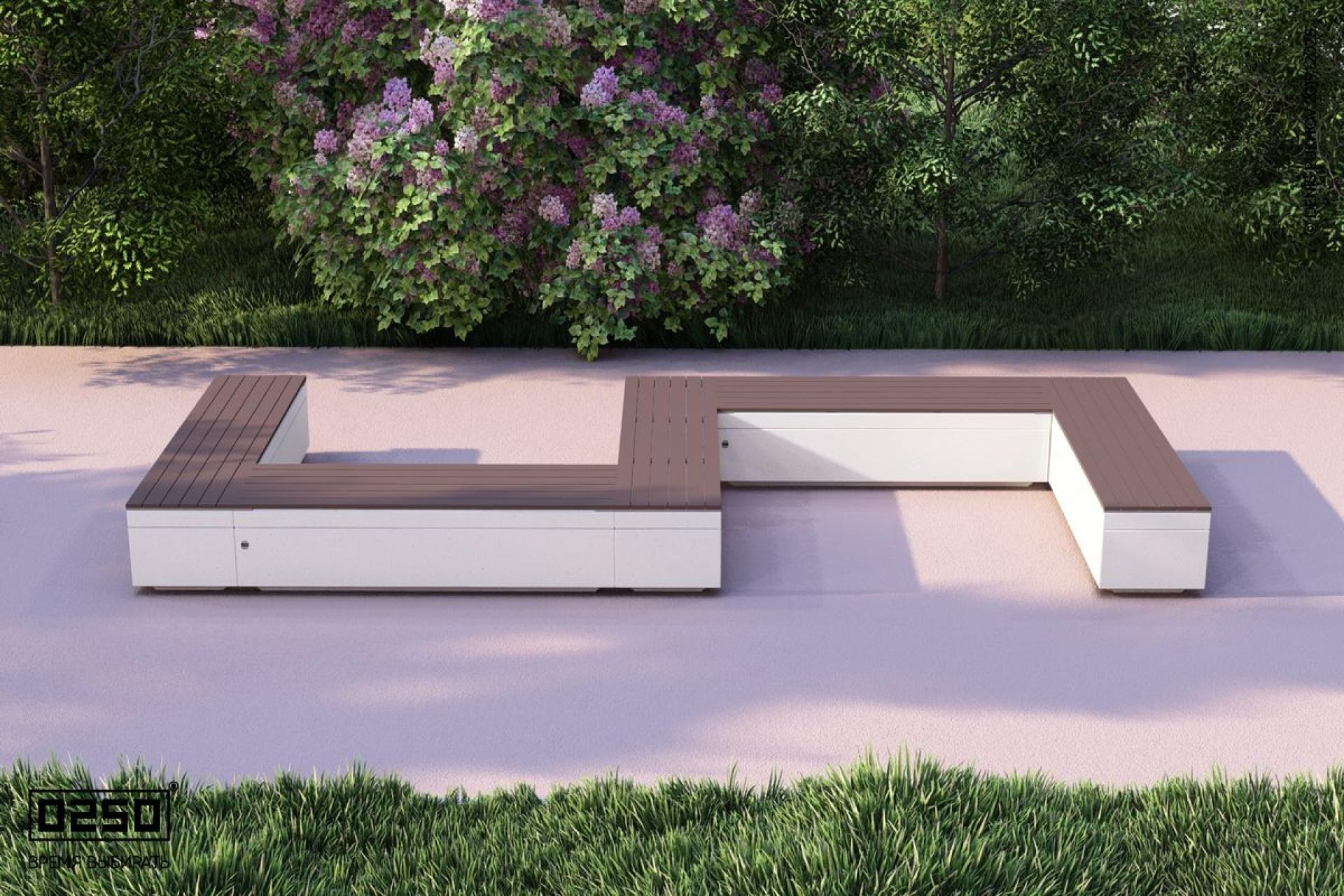 S-образная прямоугольная скамейка на блоке Уличная S-образная прямоугольная скамейка на блоке производство 0250, module