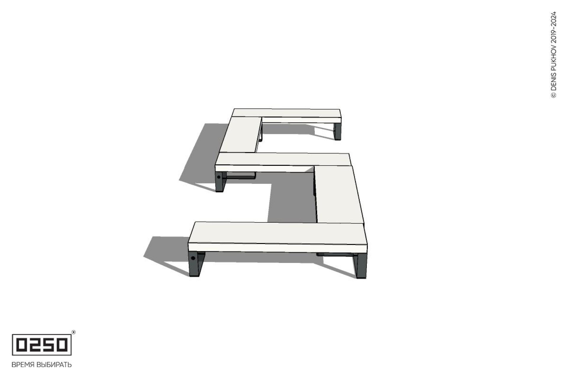 Уличная Бетонная S-образная прямоугольная скамейка на ножках производство 0250