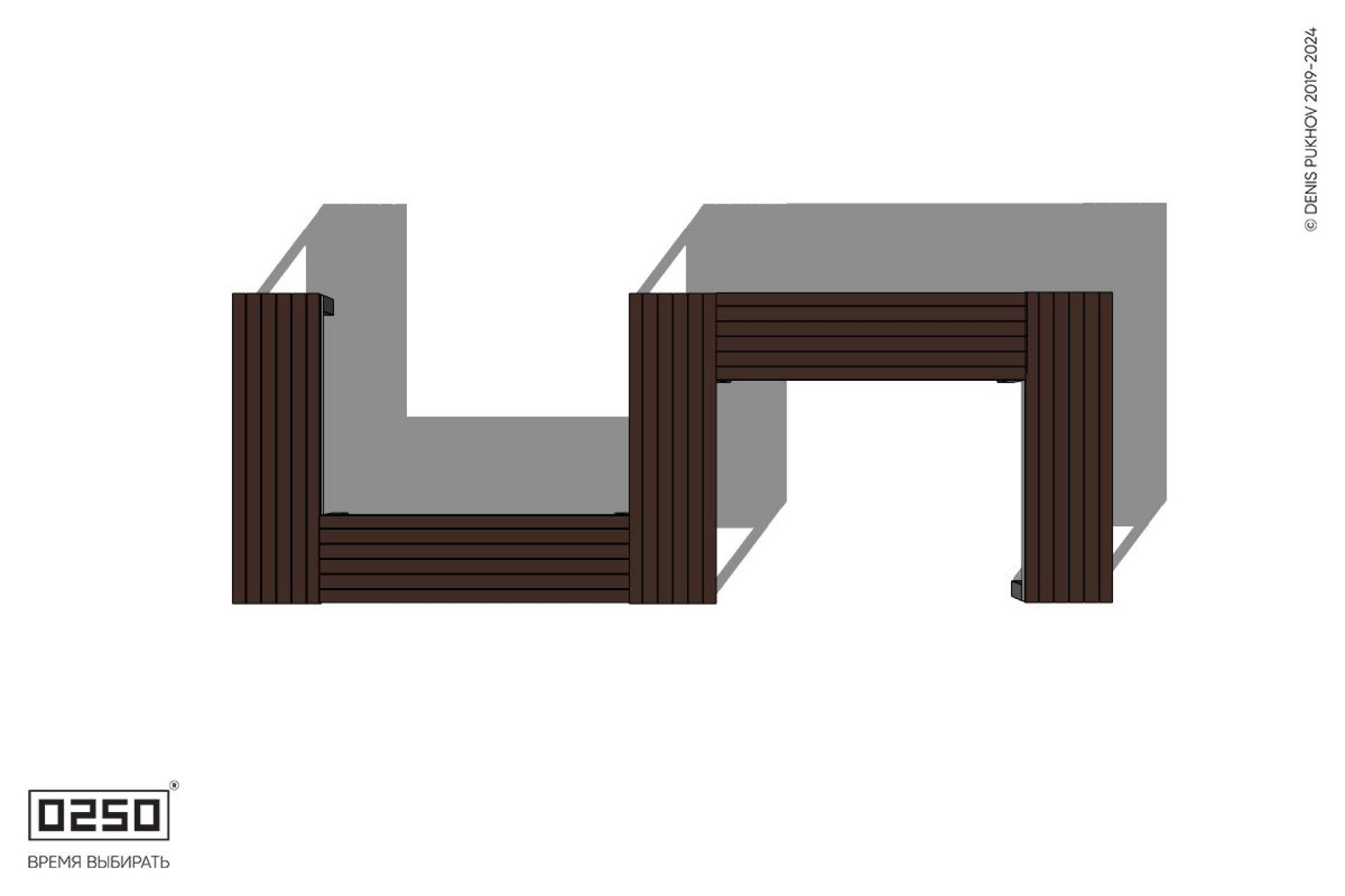 S-образная прямоугольная скамейка на ножках Уличная S-образная прямоугольная скамейка на ножках производство 0250, module