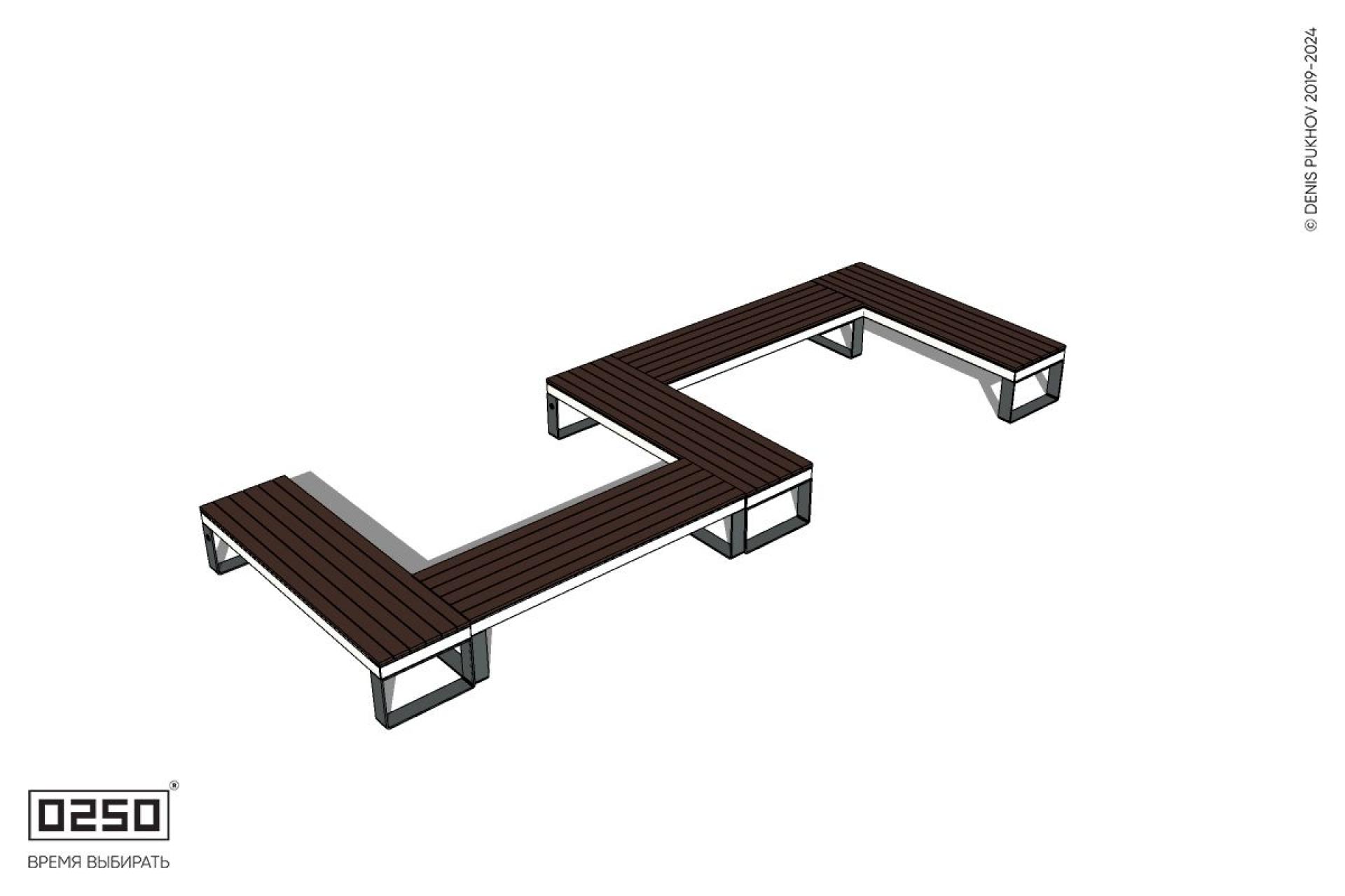 Уличная S-образная прямоугольная скамейка на ножках производство 0250 Уличная S-образная прямоугольная скамейка на ножках производство 0250