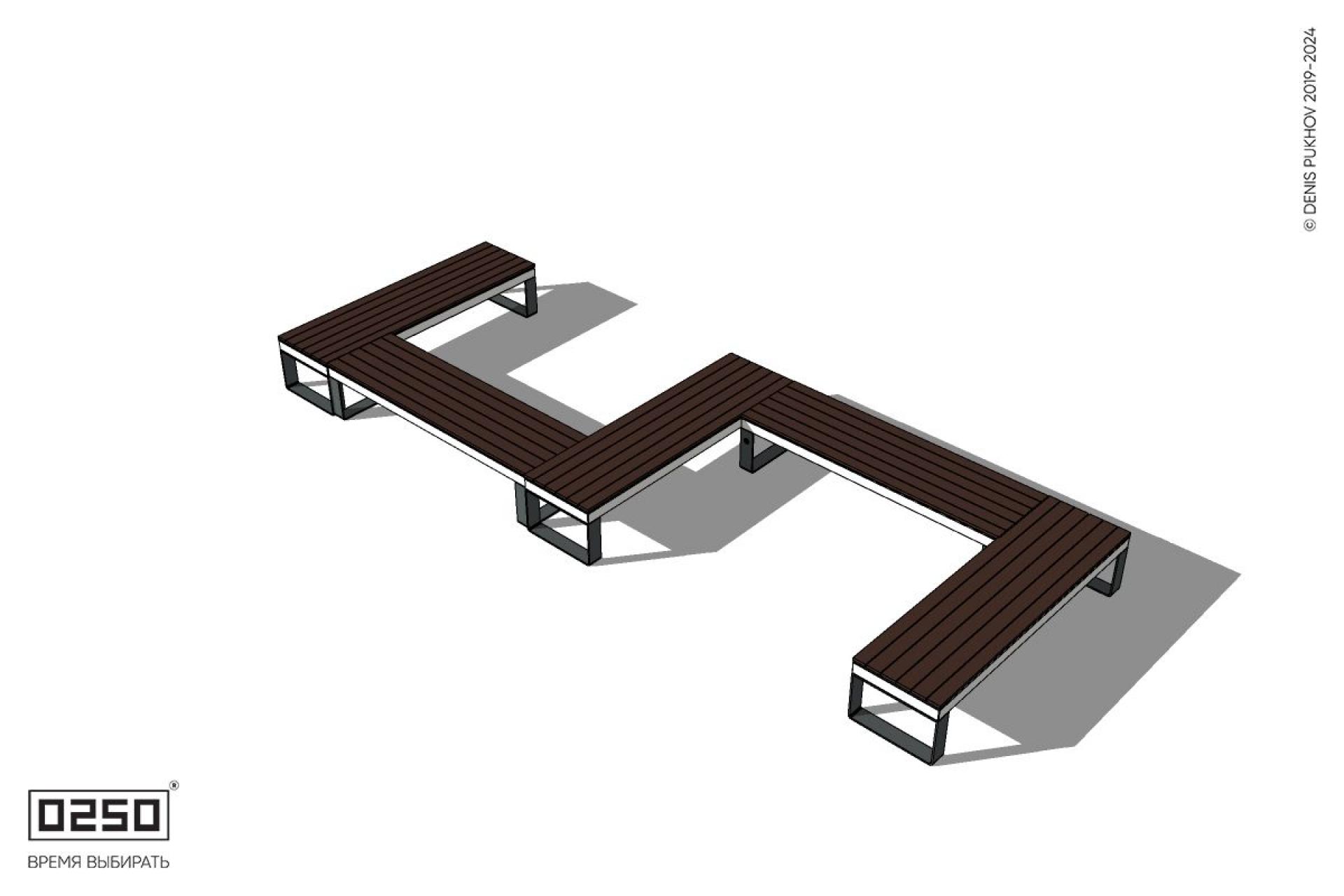 Уличная S-образная прямоугольная скамейка на ножках производство 0250 Уличная S-образная прямоугольная скамейка на ножках производство 0250