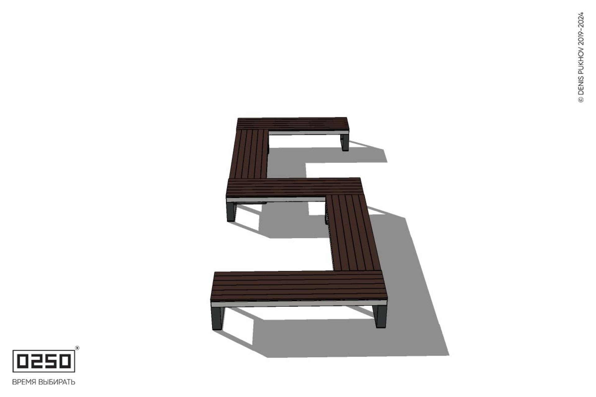 Уличная S-образная прямоугольная скамейка на ножках производство 0250 Уличная S-образная прямоугольная скамейка на ножках производство 0250