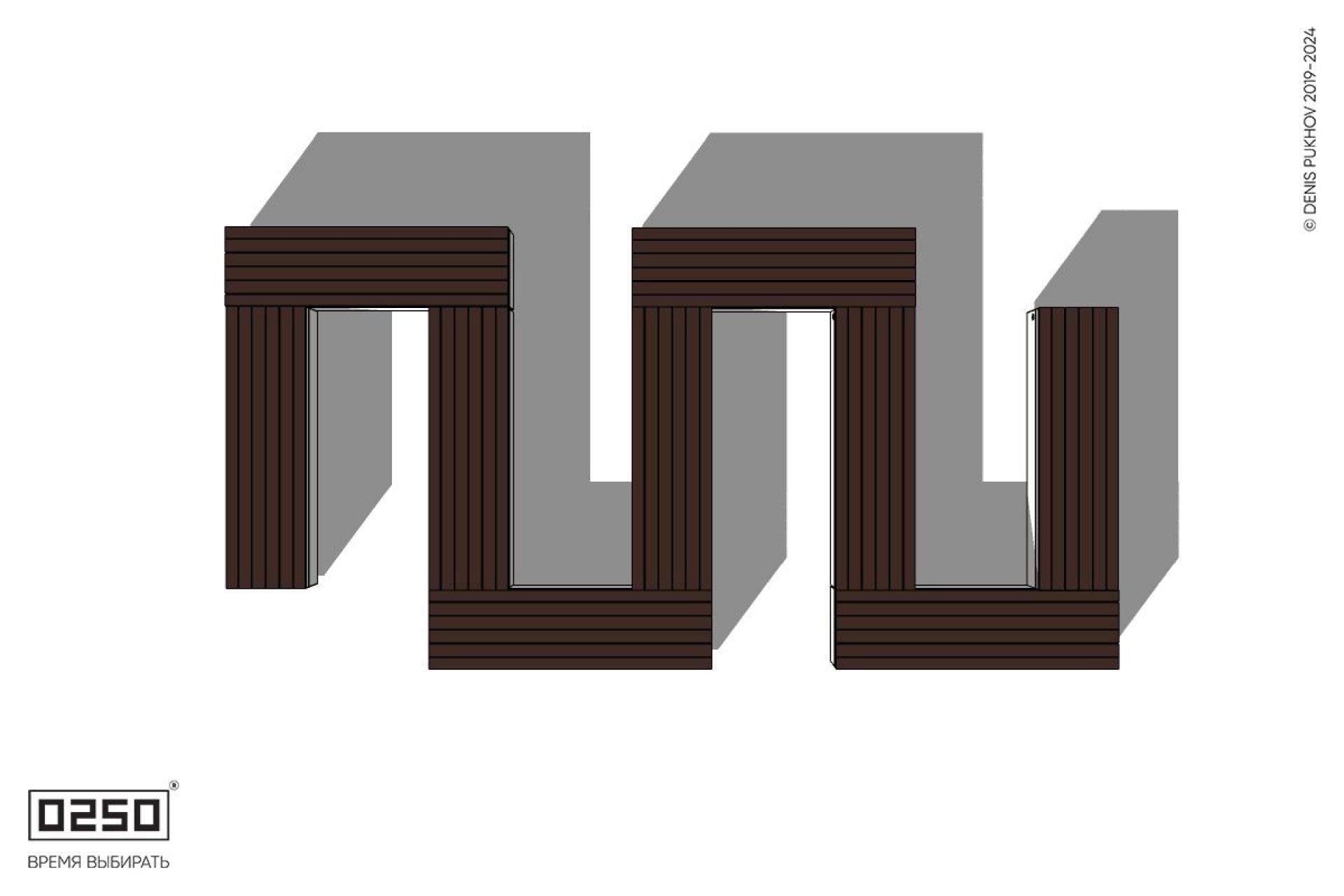 S-образная прямоугольная широкая двойная скамейка на блоке Уличная S-образная прямоугольная широкая двойная скамейка на блоке производство 0250, module