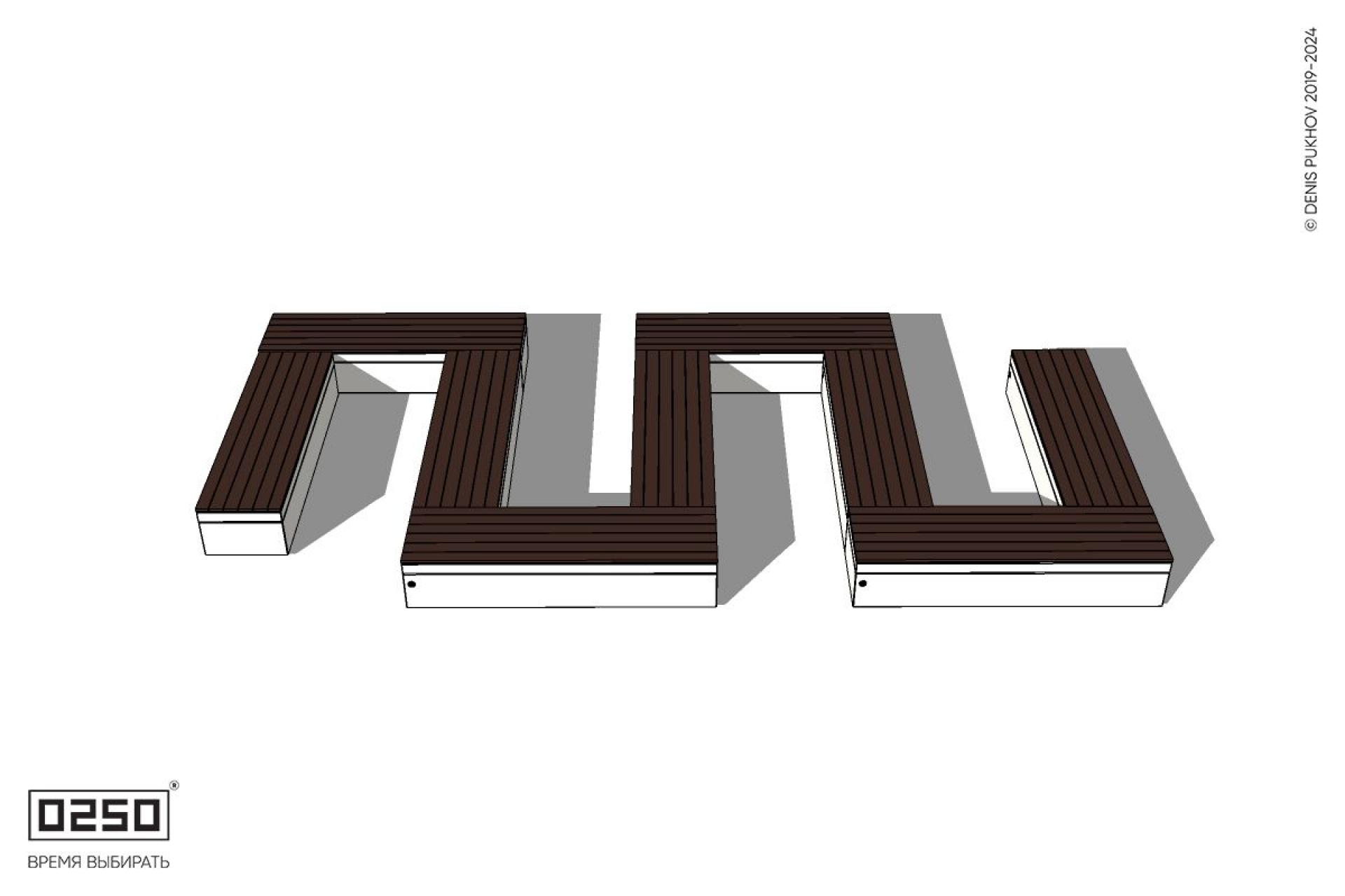 Уличная S-образная прямоугольная широкая двойная скамейка на блоке производство 0250 Уличная S-образная прямоугольная широкая двойная скамейка на блоке производство 0250