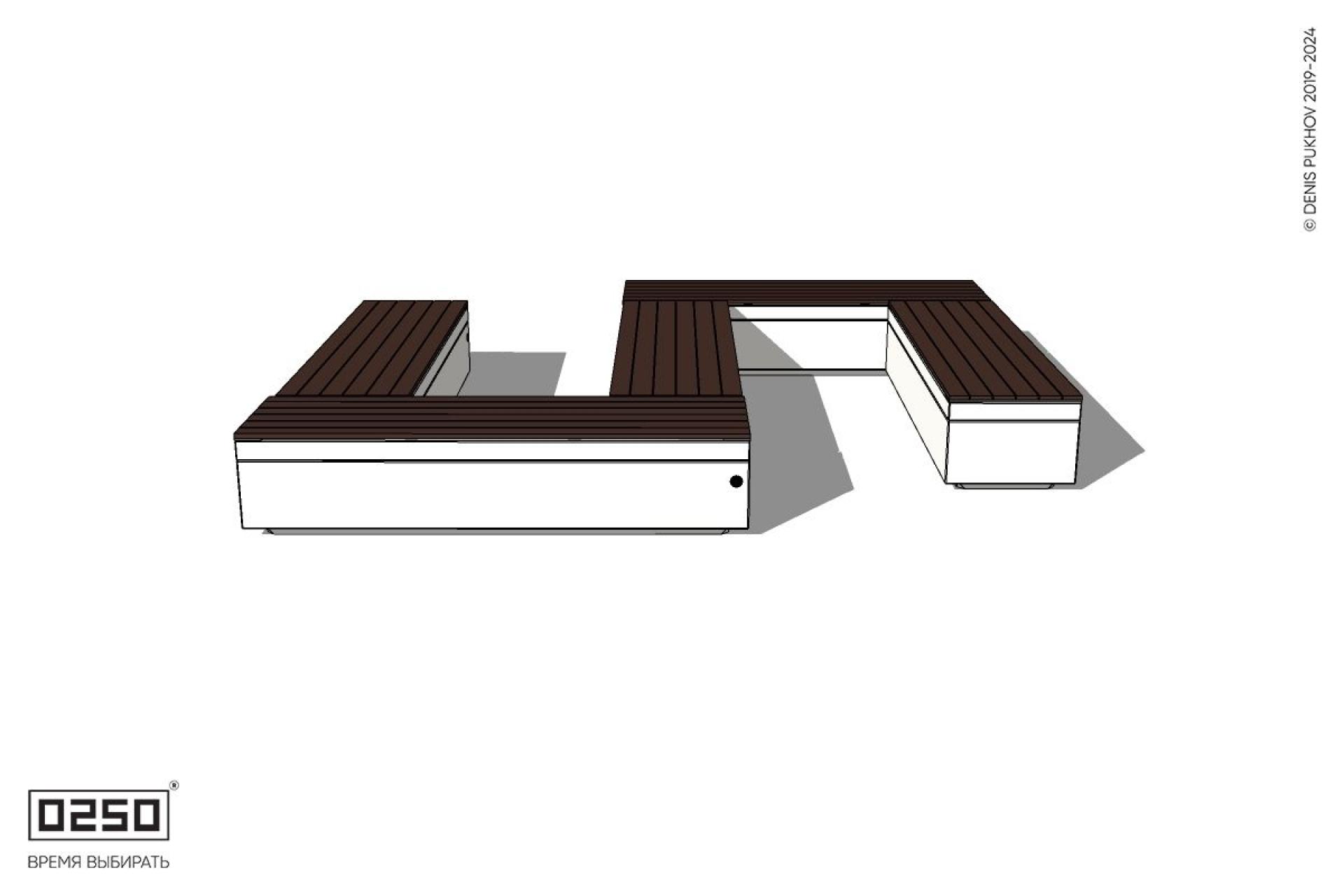 Уличная S-образная прямоугольная широкая скамейка на блоке производство 0250