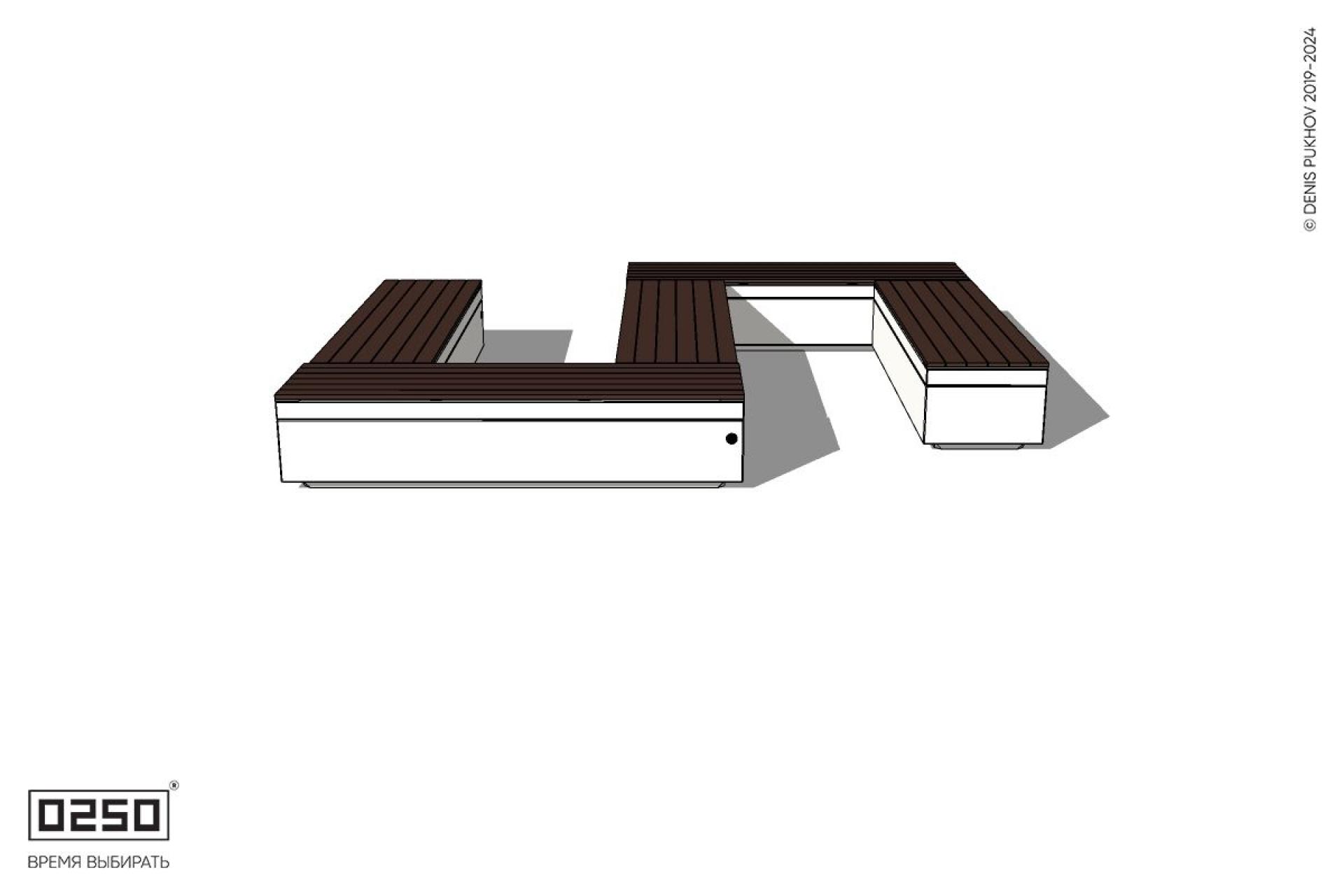 Уличная S-образная прямоугольная широкая скамейка на блоке производство 0250