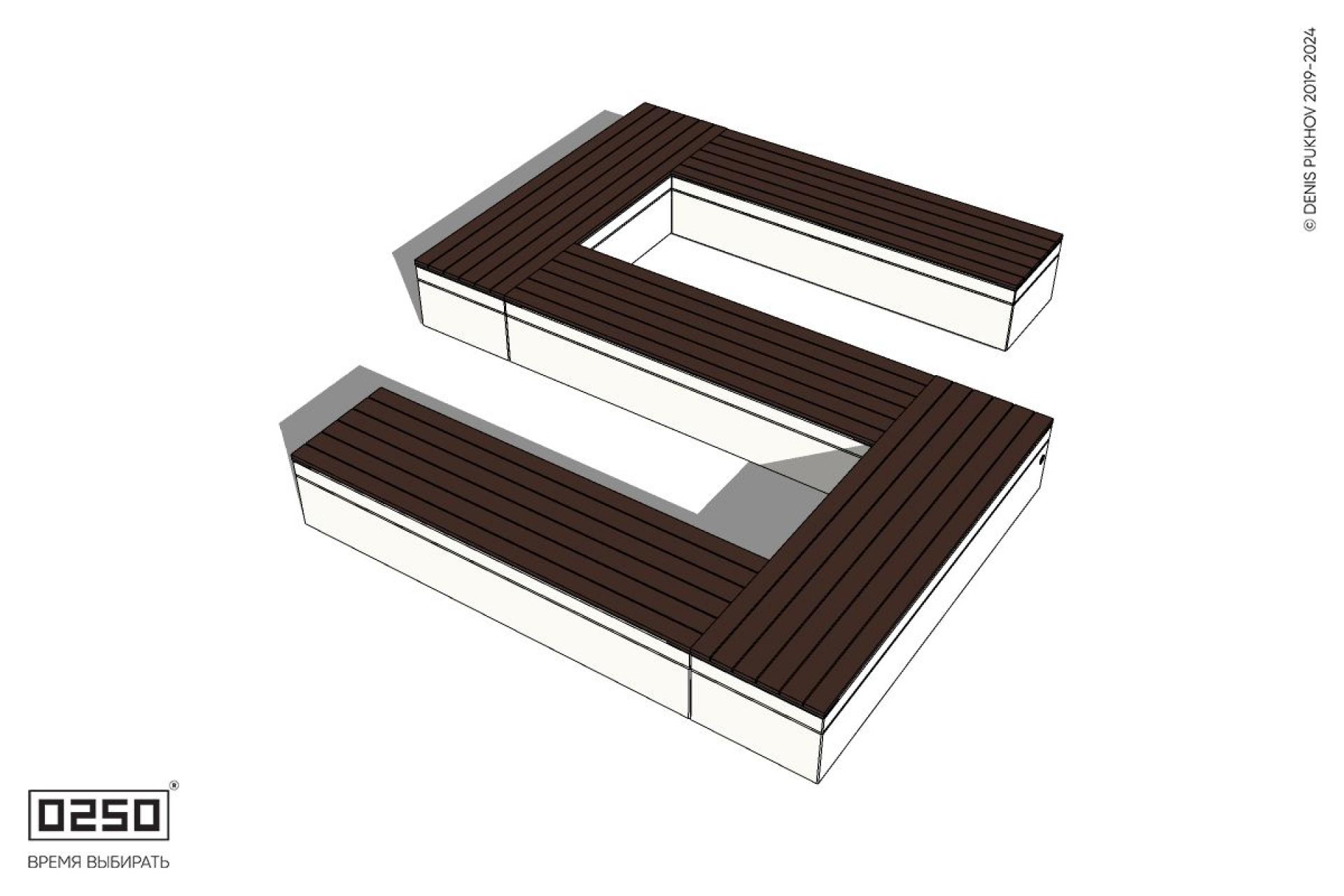 Уличная S-образная прямоугольная широкая скамейка на блоке производство 0250