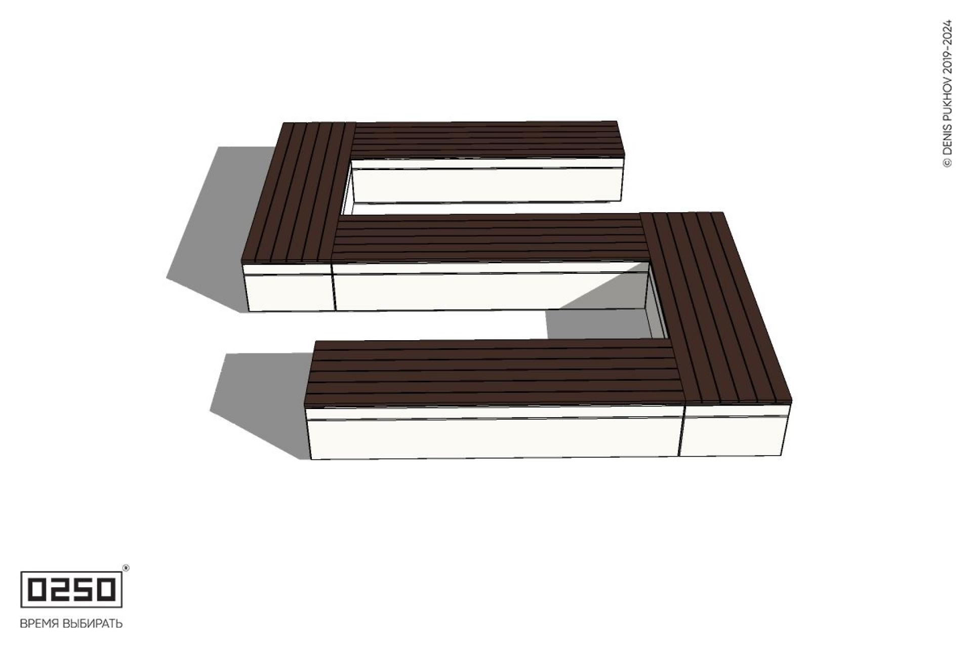 Уличная S-образная прямоугольная широкая скамейка на блоке производство 0250