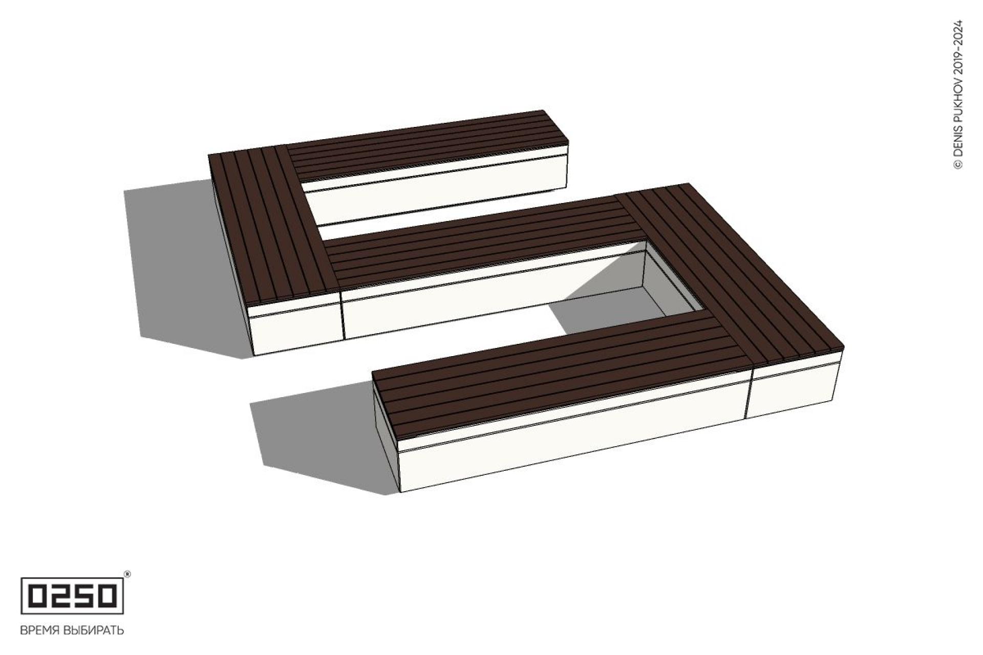 Уличная S-образная прямоугольная широкая скамейка на блоке производство 0250