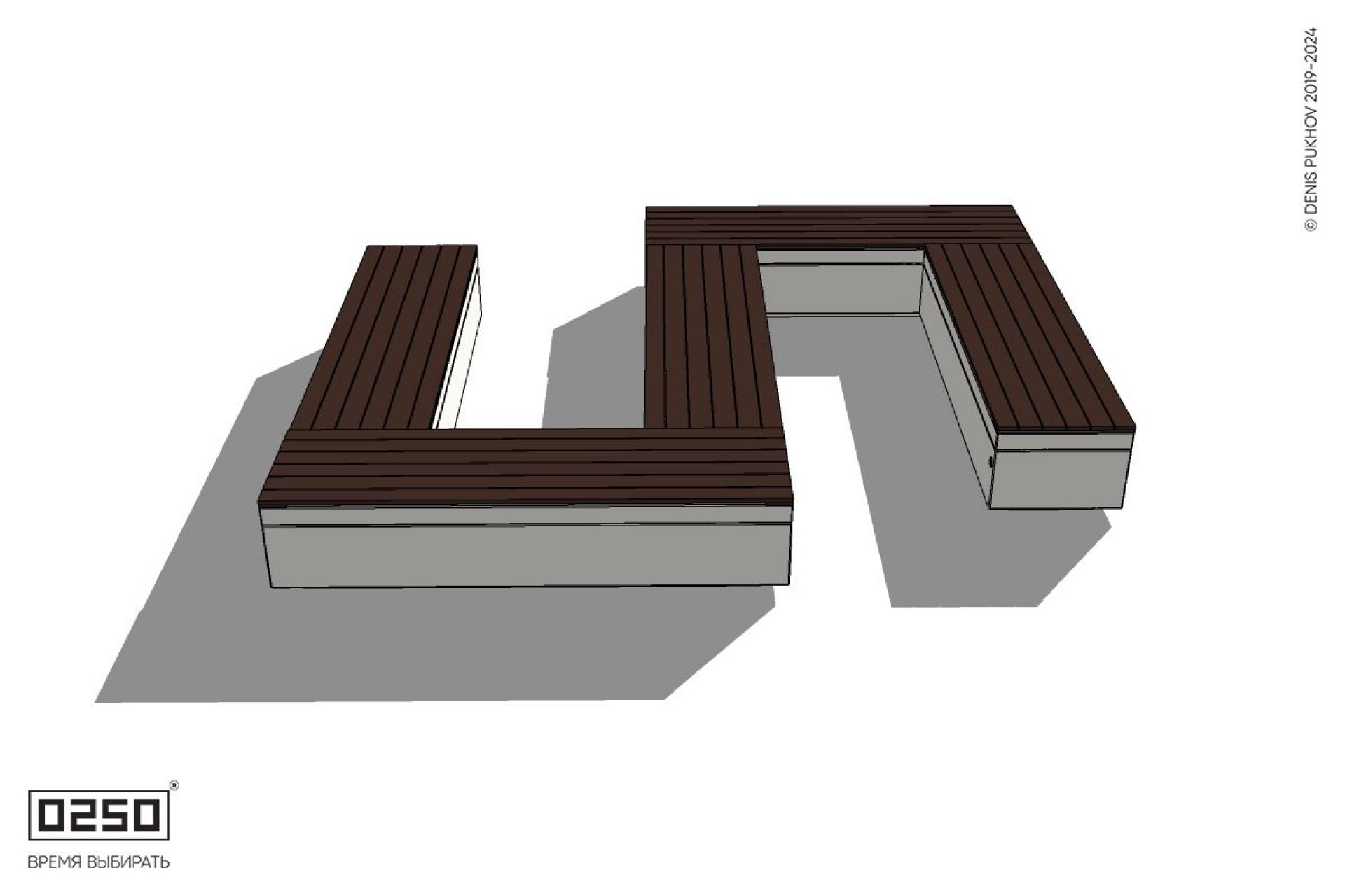 Уличная S-образная прямоугольная широкая скамейка на блоке производство 0250