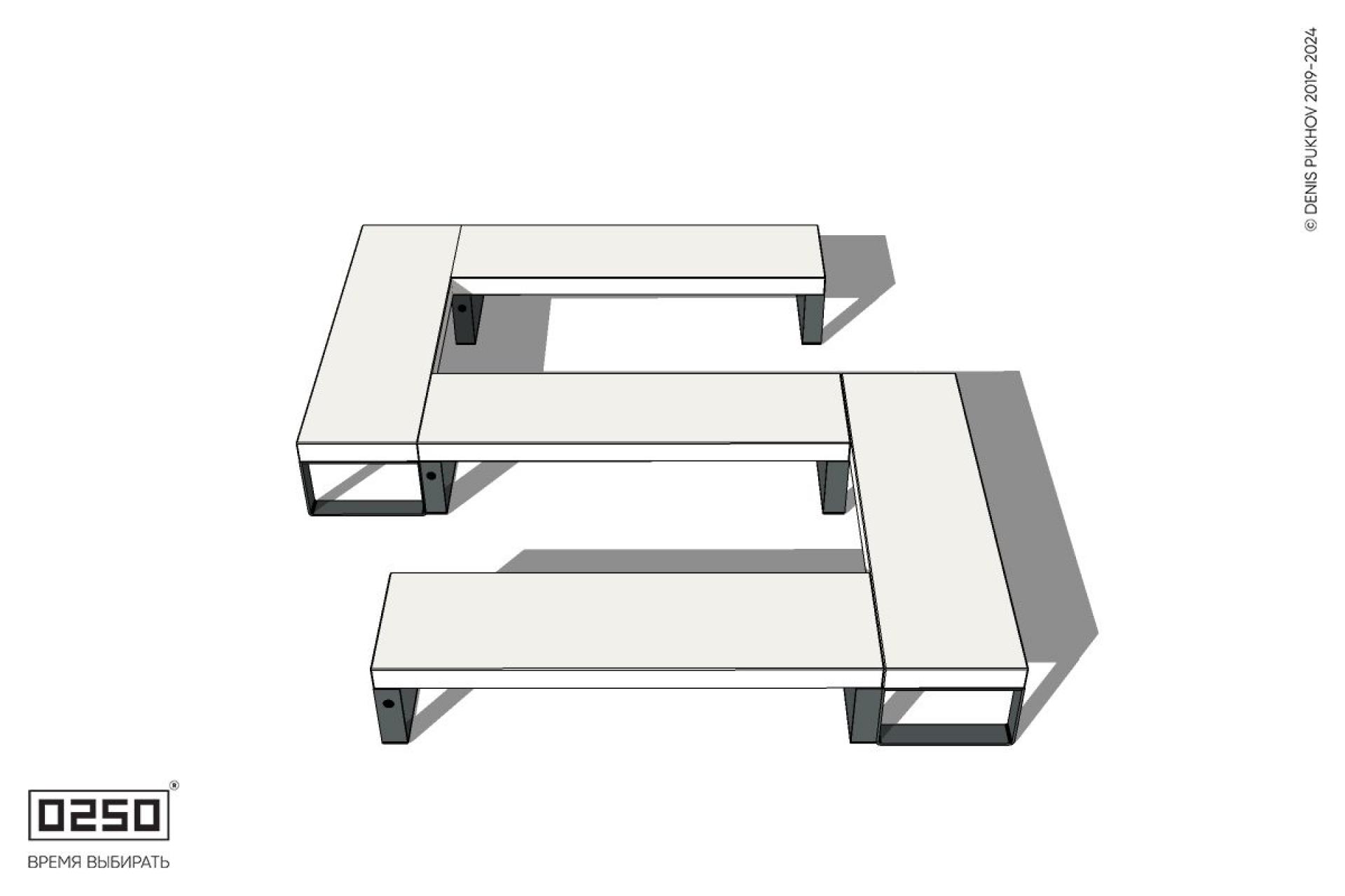 Уличная Бетонная S-образная прямоугольная широкая скамейка на ножках производство 0250