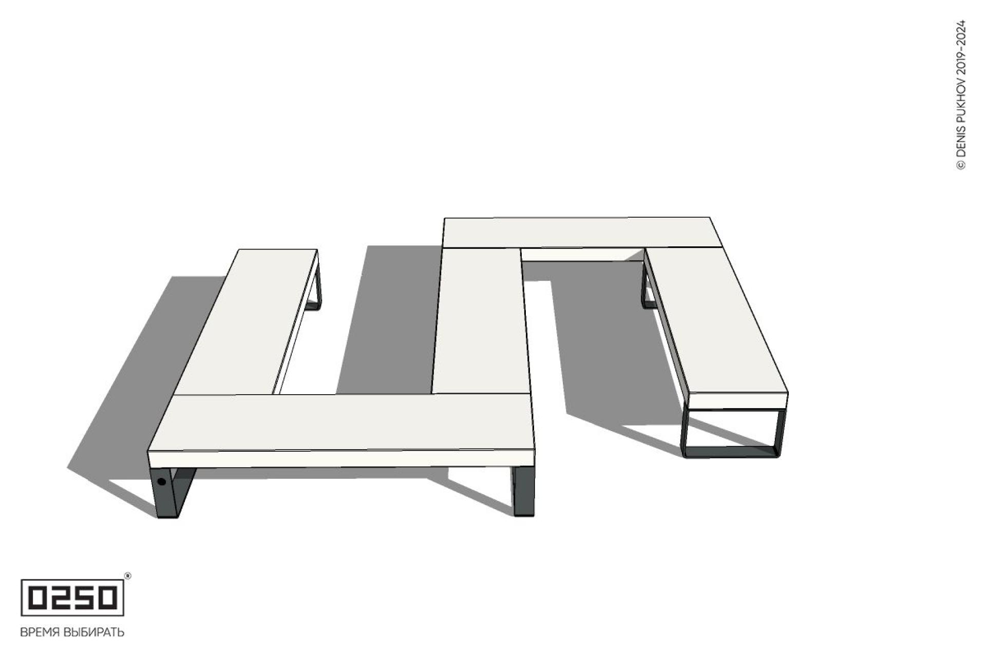 Уличная Бетонная S-образная прямоугольная широкая скамейка на ножках производство 0250