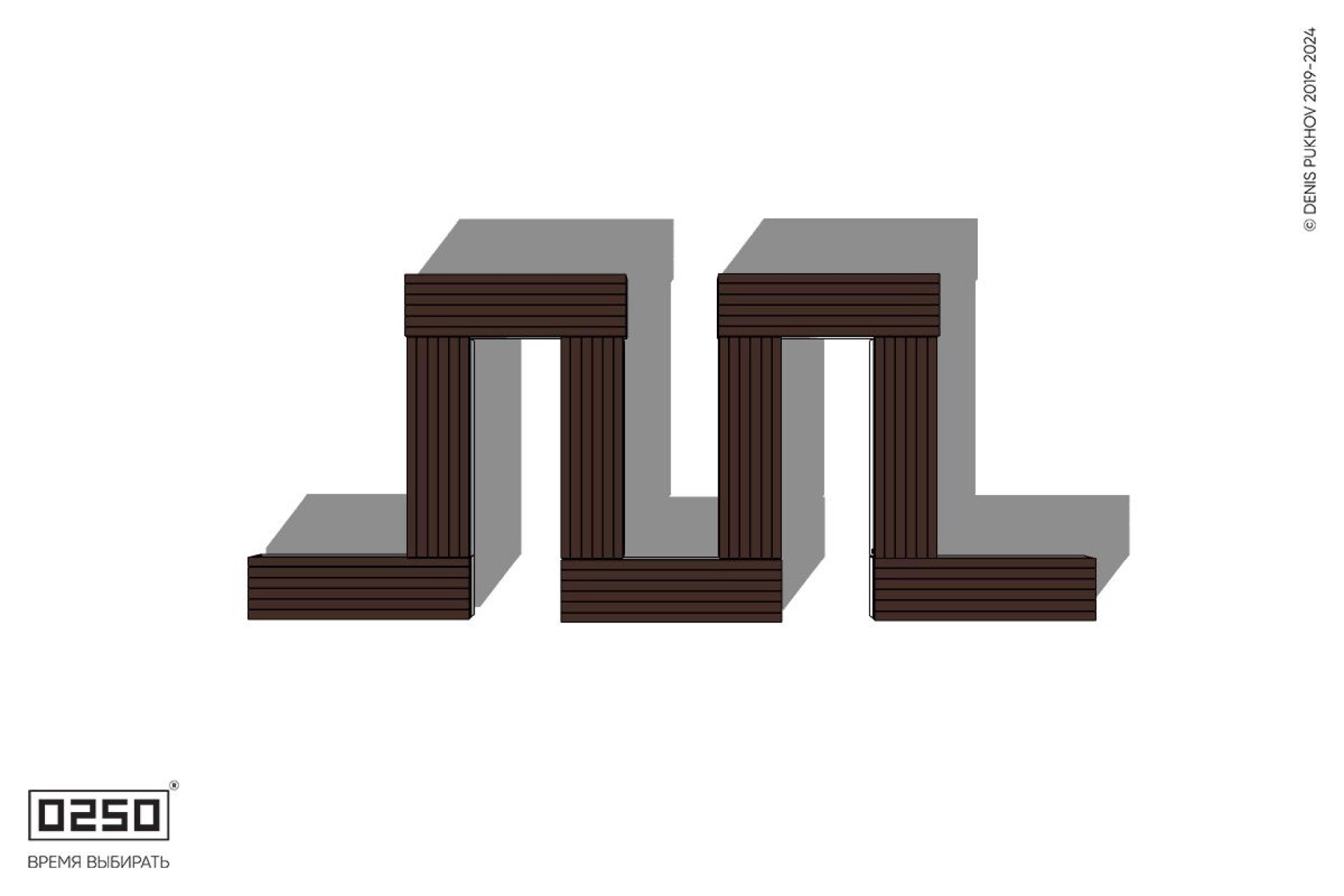 Уличная M-образная прямоугольная широкая скамейка на блоке производство 0250, module