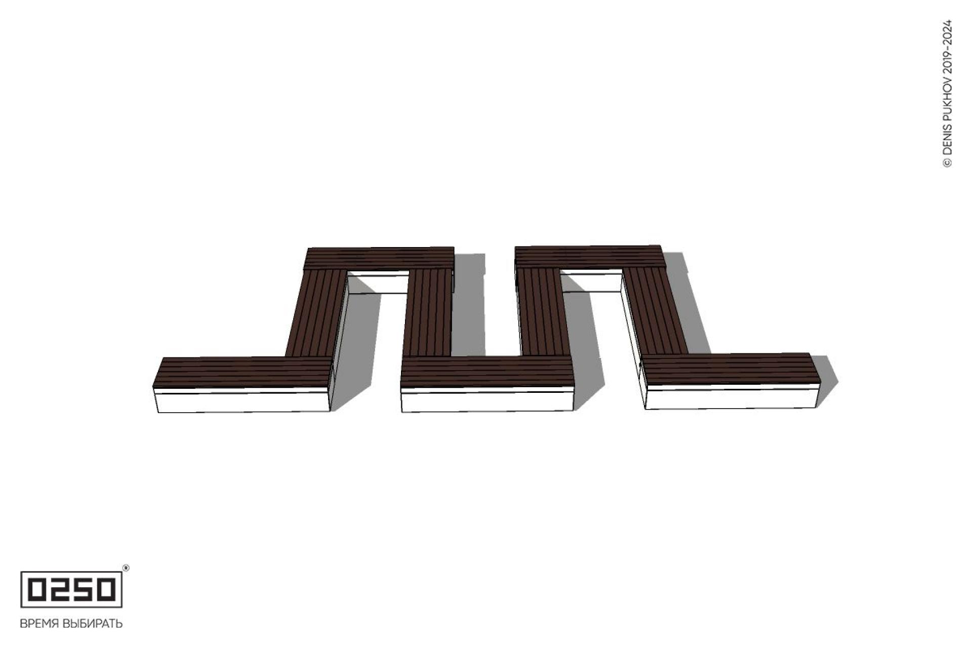 Уличная M-образная прямоугольная широкая скамейка на блоке производство 0250