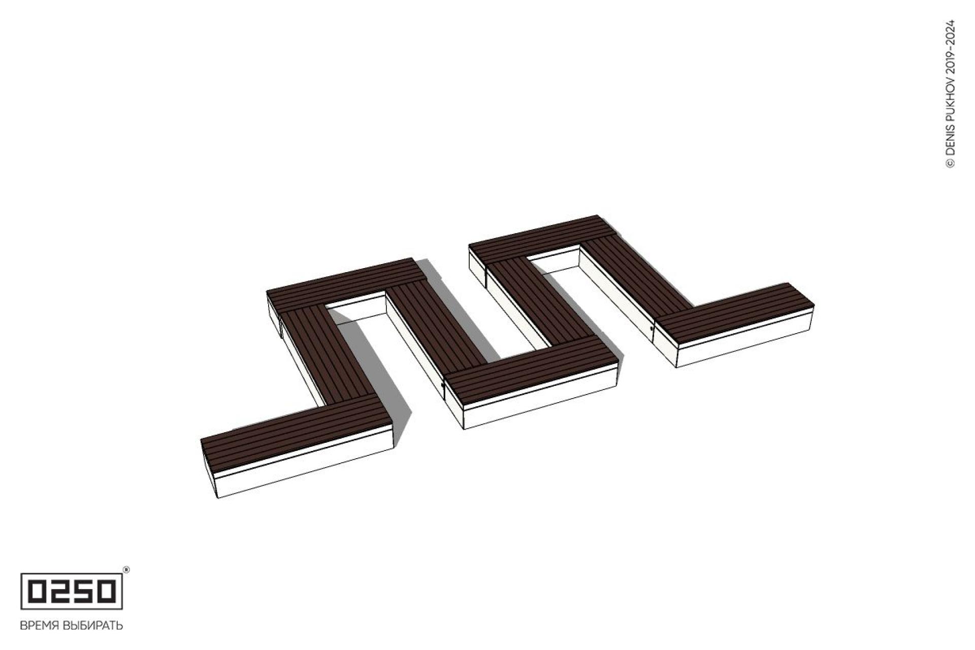 Уличная M-образная прямоугольная широкая скамейка на блоке производство 0250