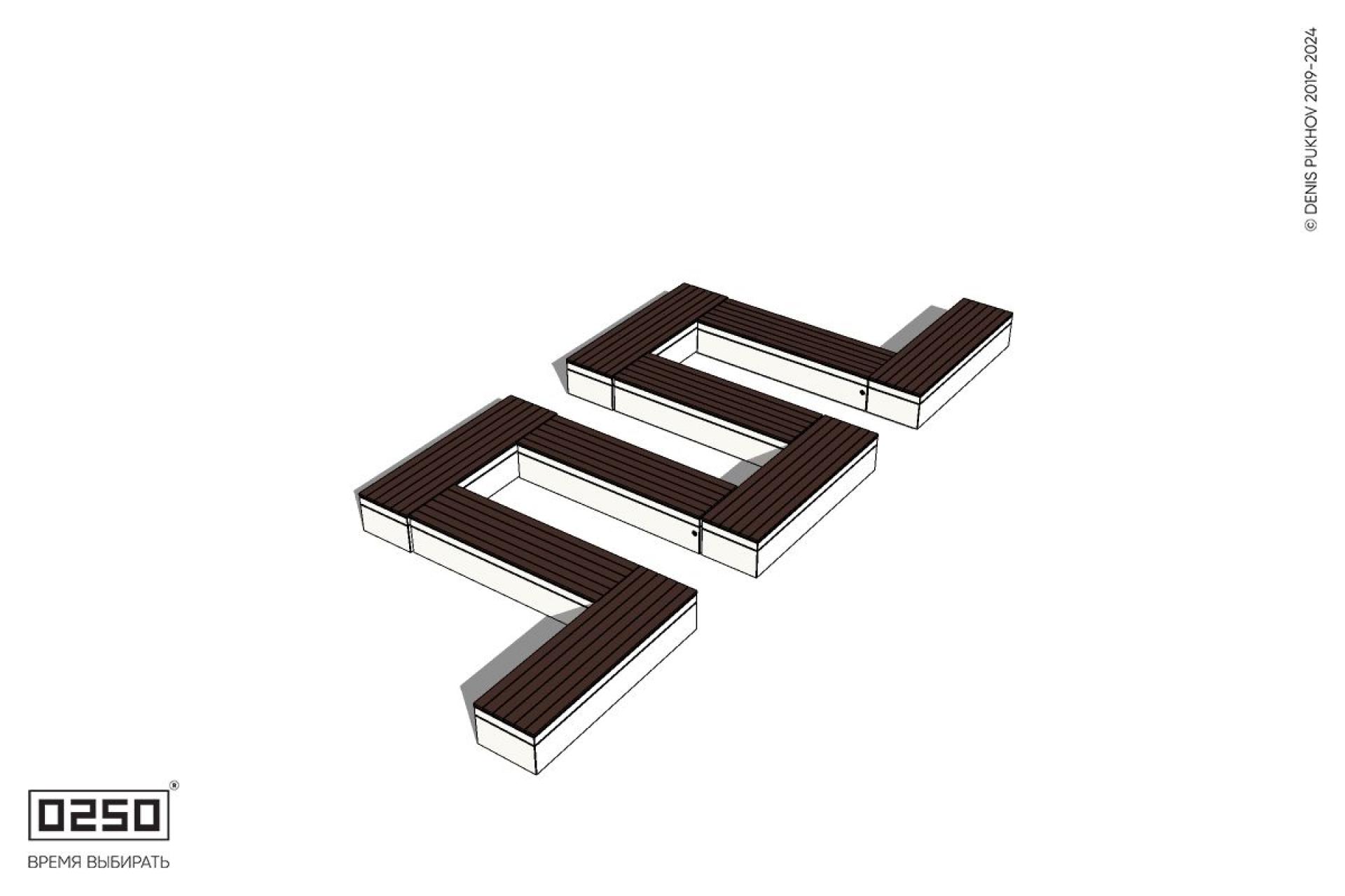 Уличная M-образная прямоугольная широкая скамейка на блоке производство 0250