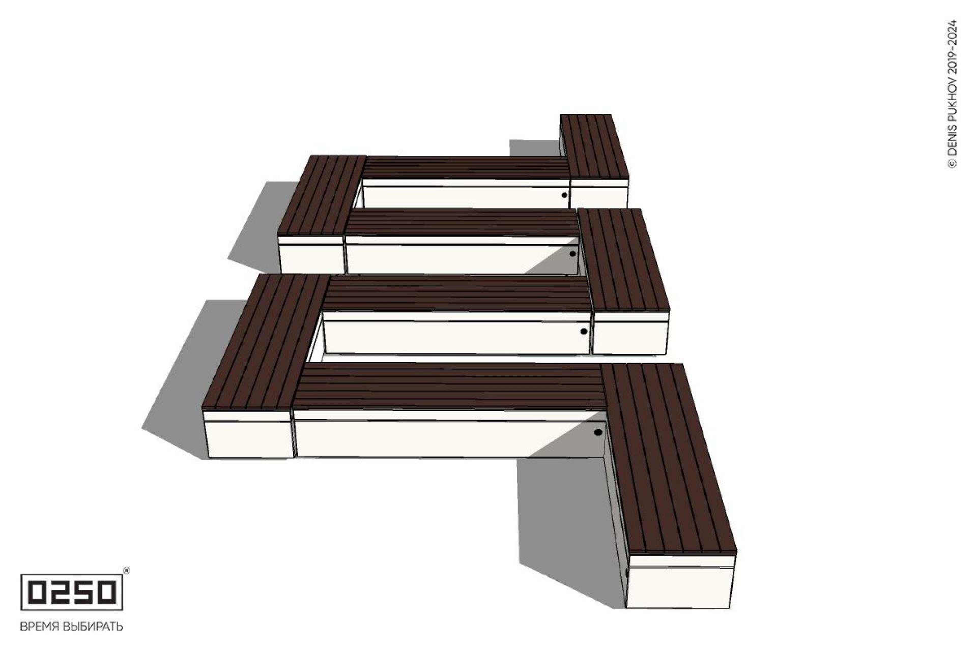 Уличная M-образная прямоугольная широкая скамейка на блоке производство 0250