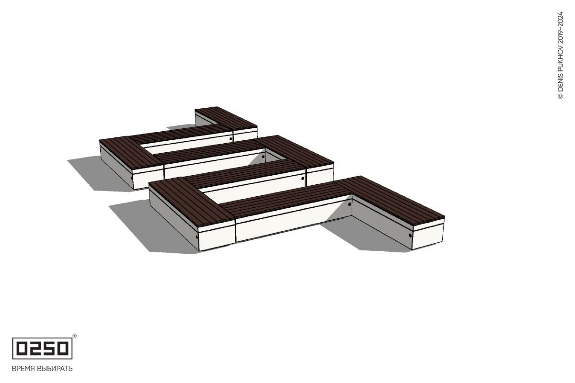 Уличная M-образная прямоугольная широкая скамейка на блоке производство 0250