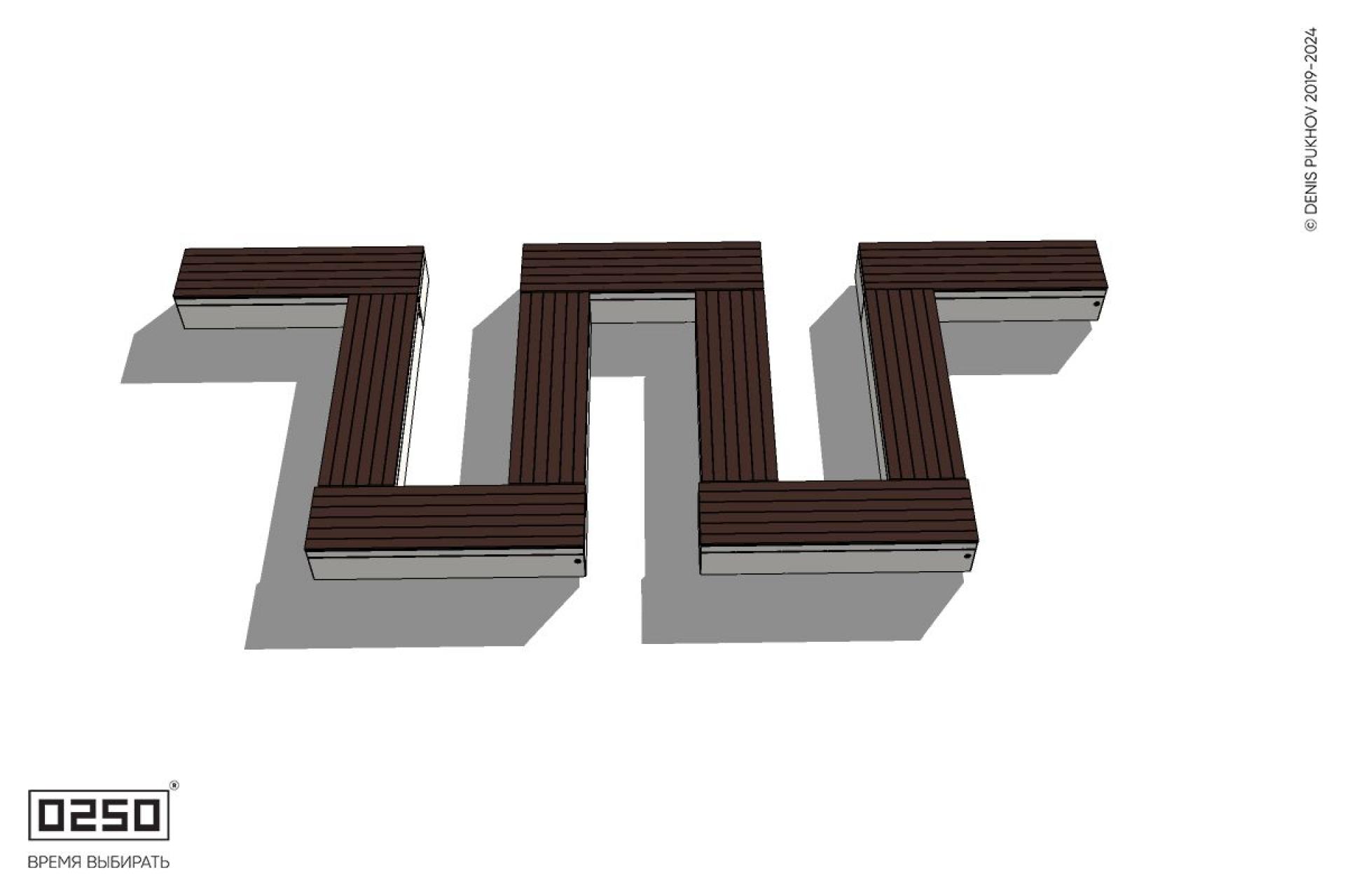 Уличная M-образная прямоугольная широкая скамейка на блоке производство 0250