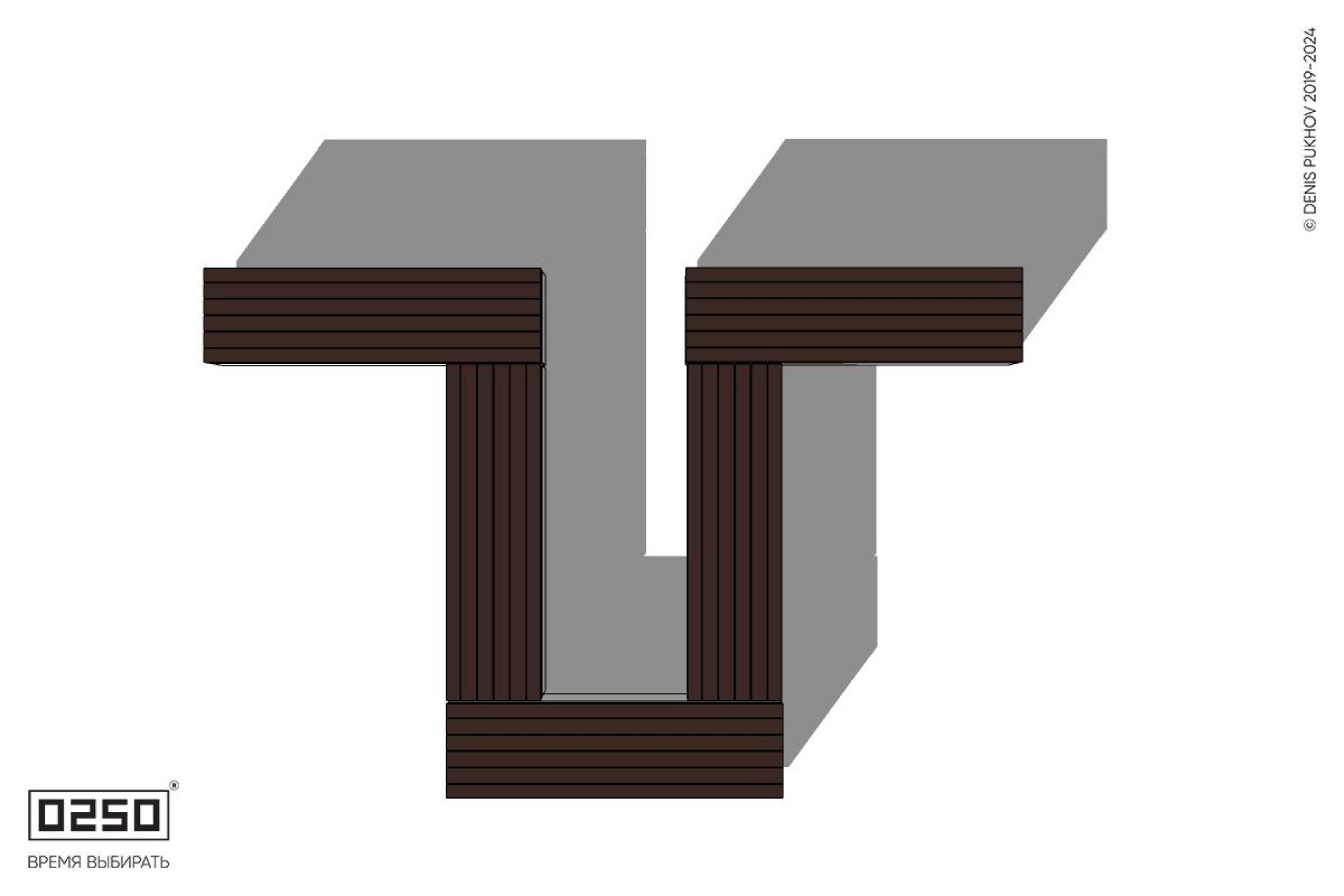 Уличная U-образная прямоугольная широкая скамейка на блоке производство 0250, module