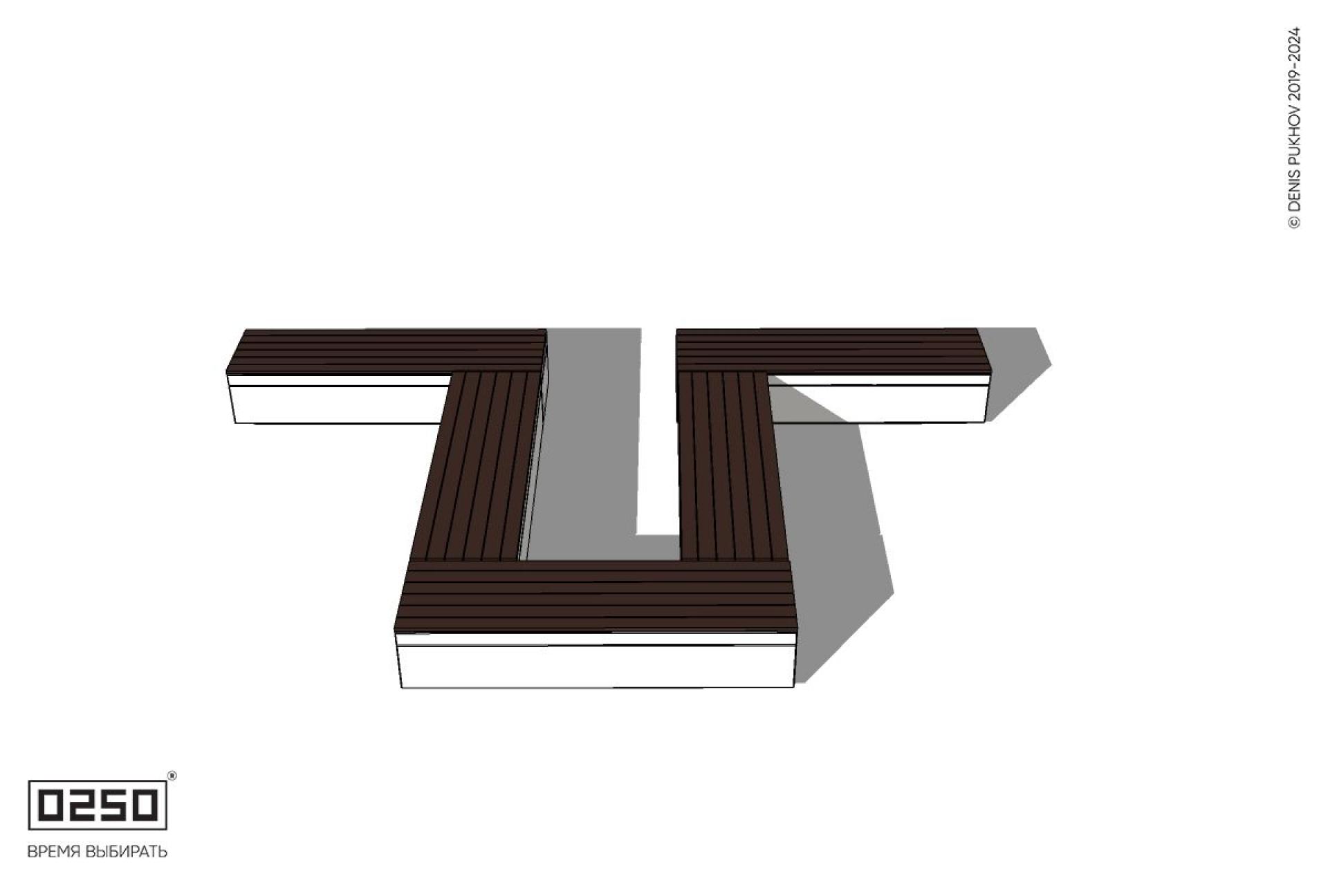 Уличная U-образная прямоугольная широкая скамейка на блоке производство 0250