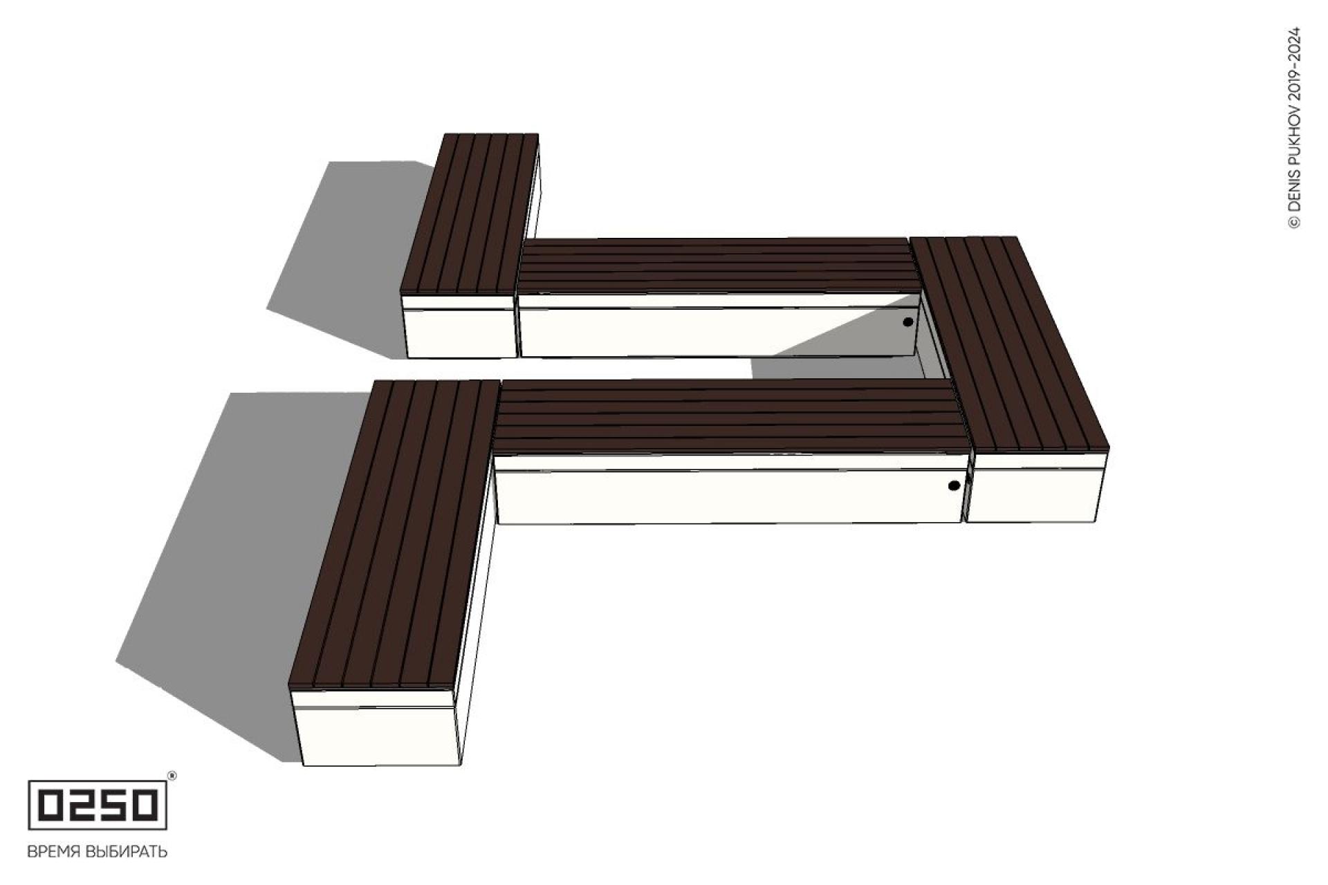 Уличная U-образная прямоугольная широкая скамейка на блоке производство 0250